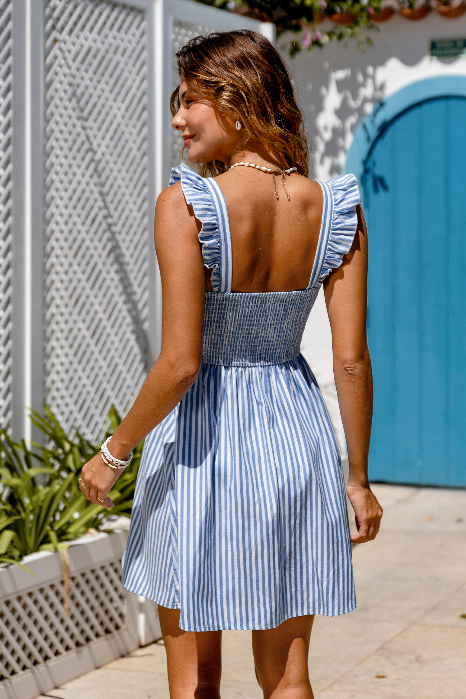 Sail Away Striped Smocked Mini Dress