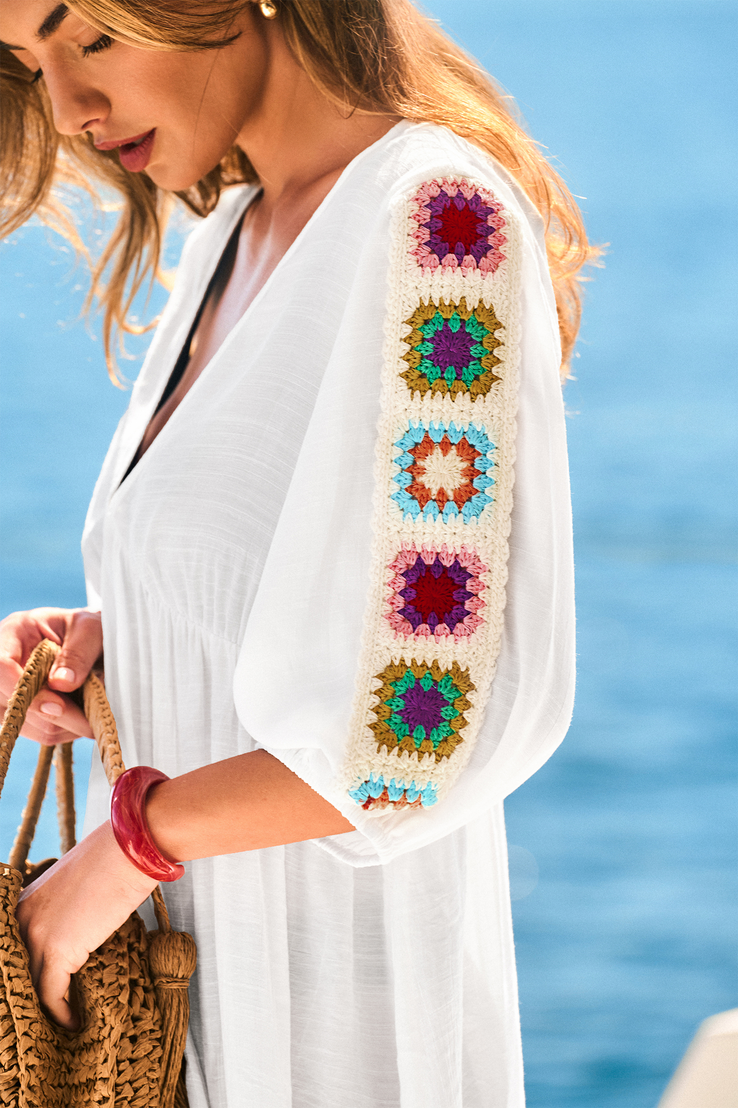 x Camille Robe de plage col plongeant transparente