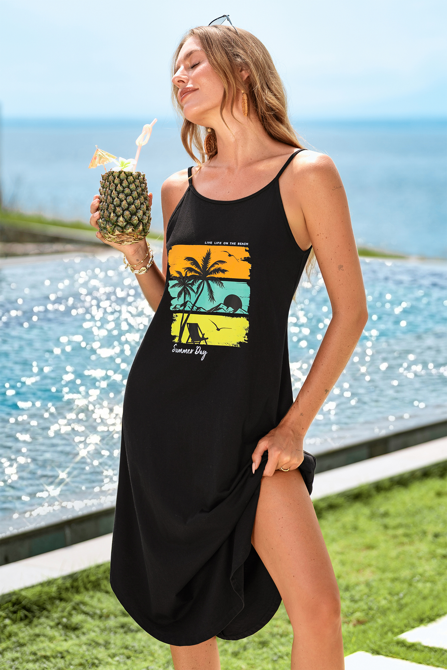 Summer Day Graphic Midi Dress