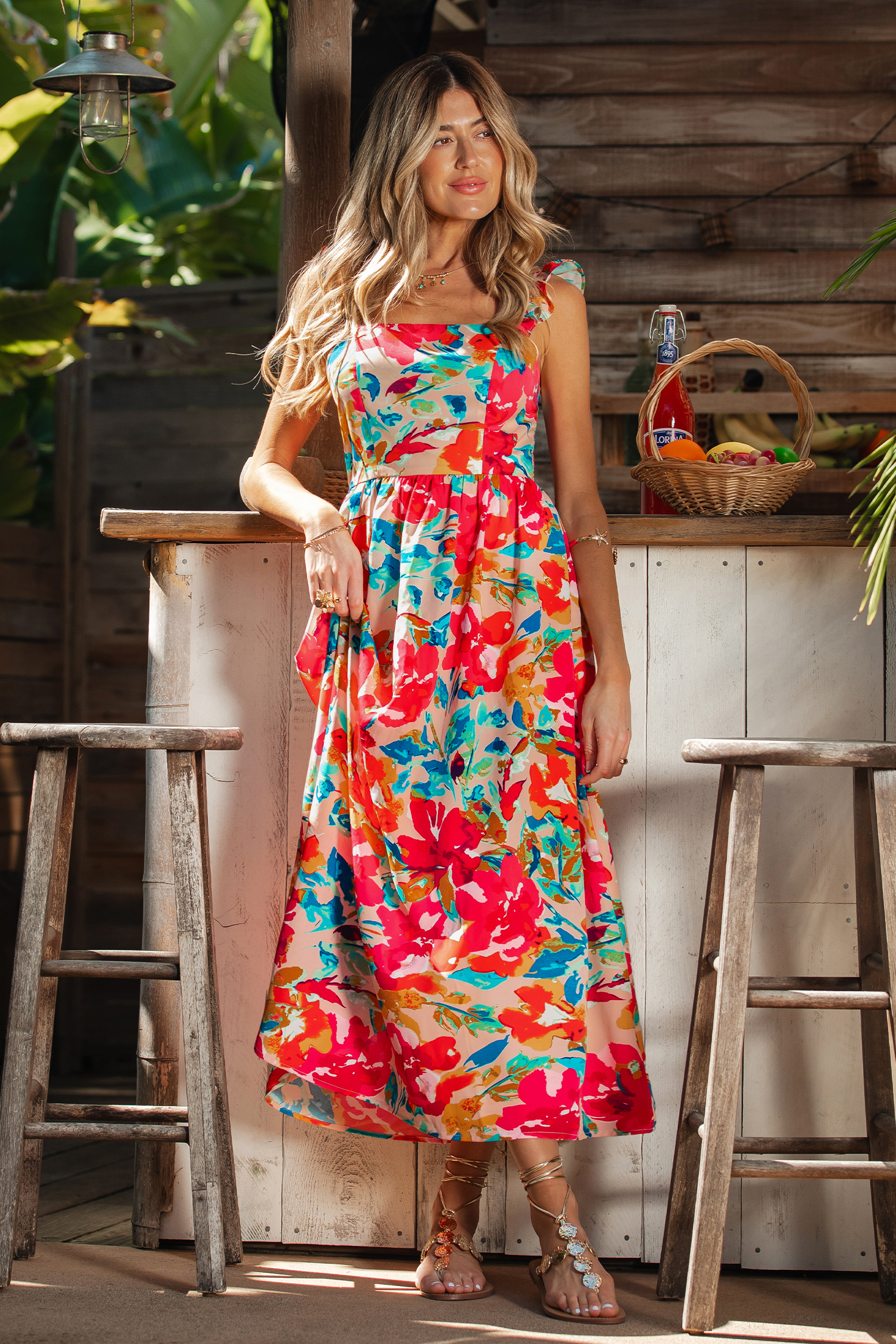 Maxi-jurk met zonnebloemmotief