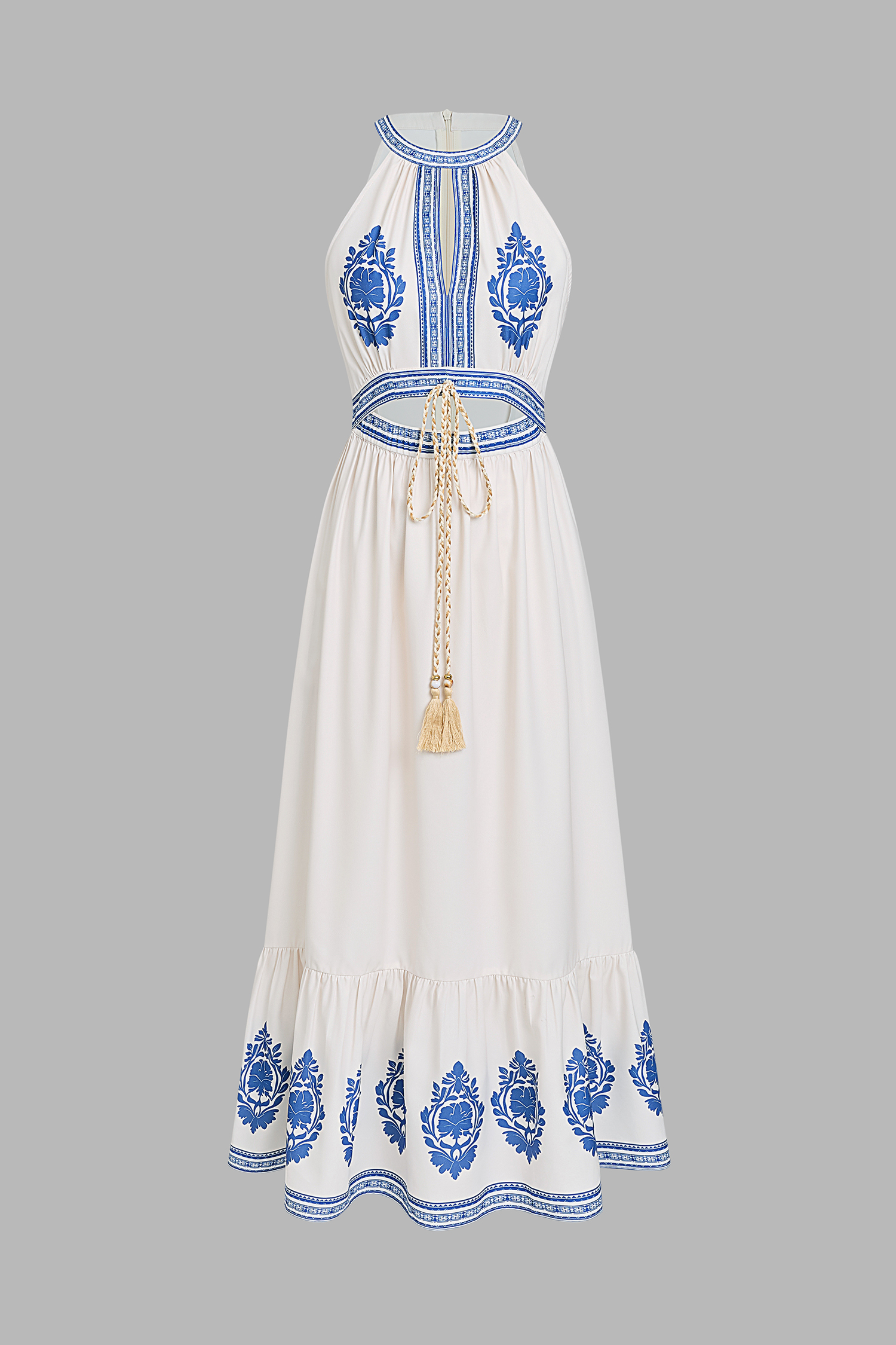 x Diane Robe longue imprimée col haut sans manches