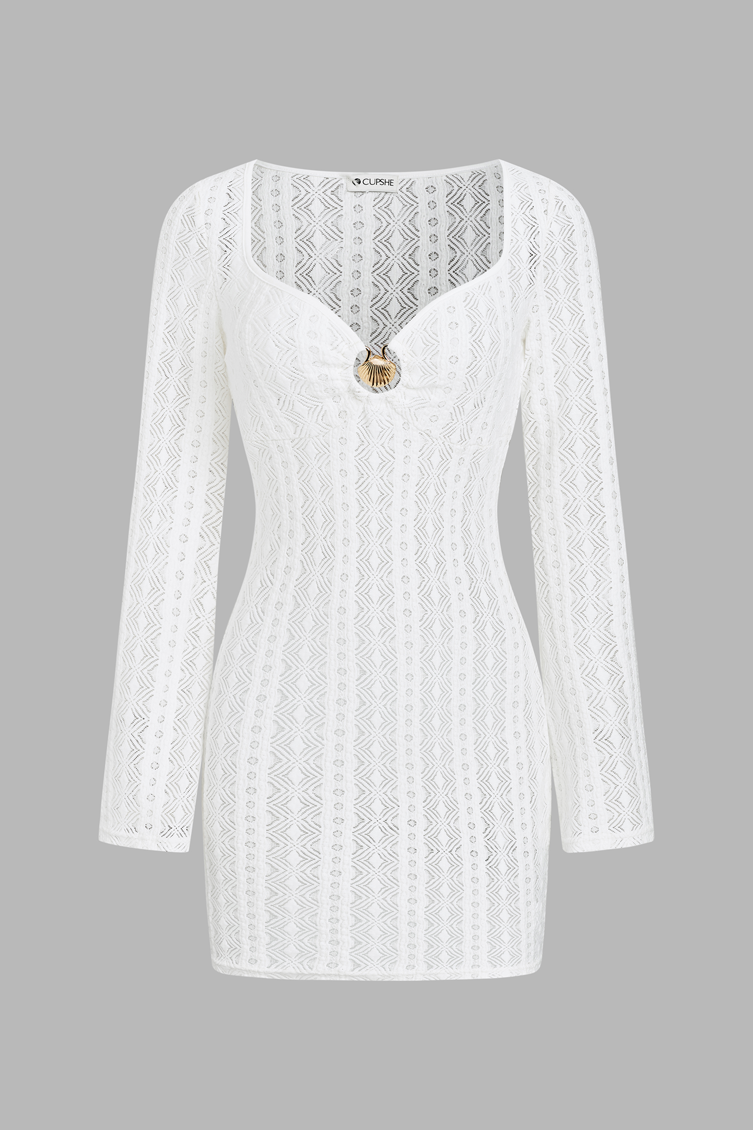 x Camille Robe de plage col cœur manches longues