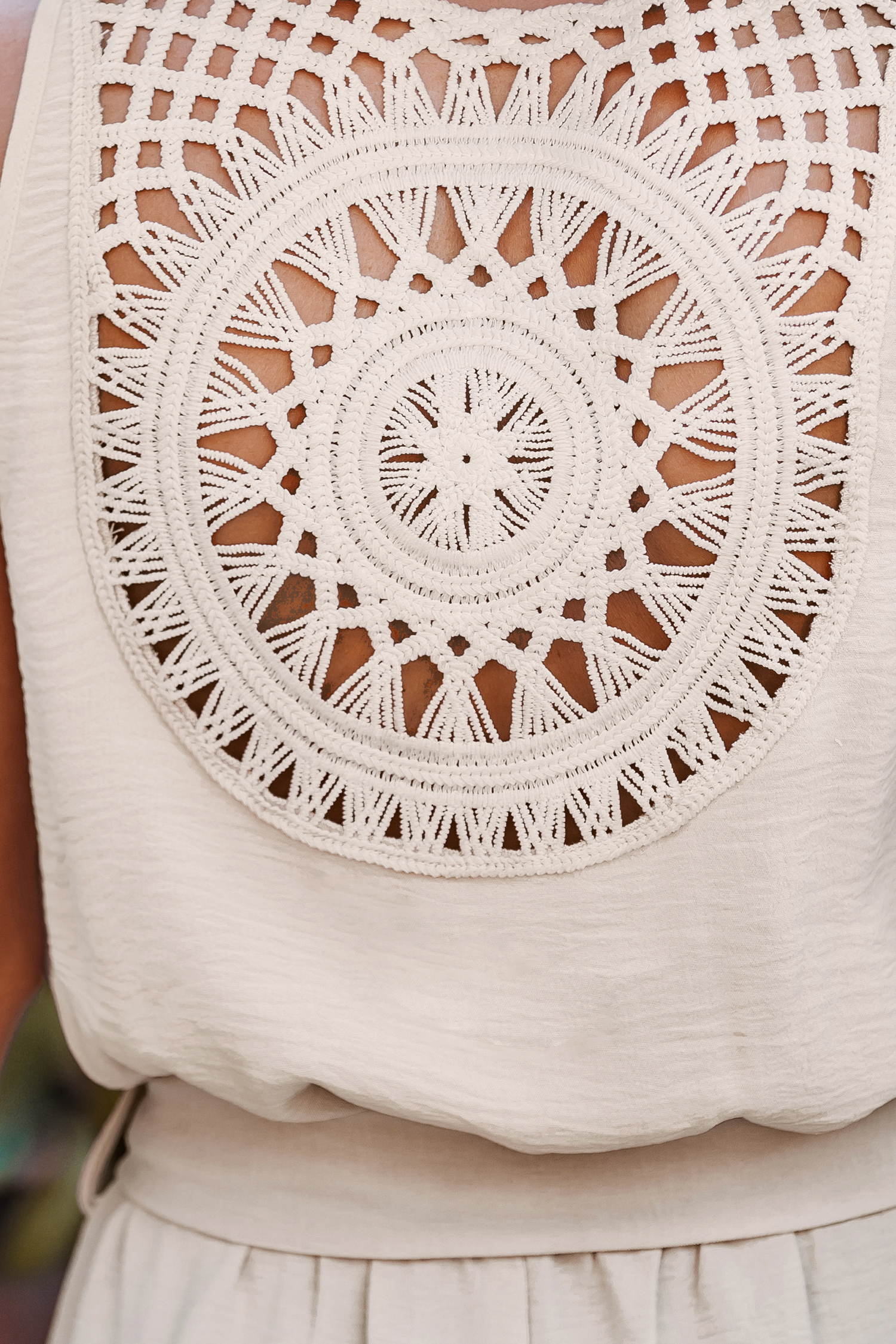 Boho Beige Surplice Wide Leg Jumpsuit