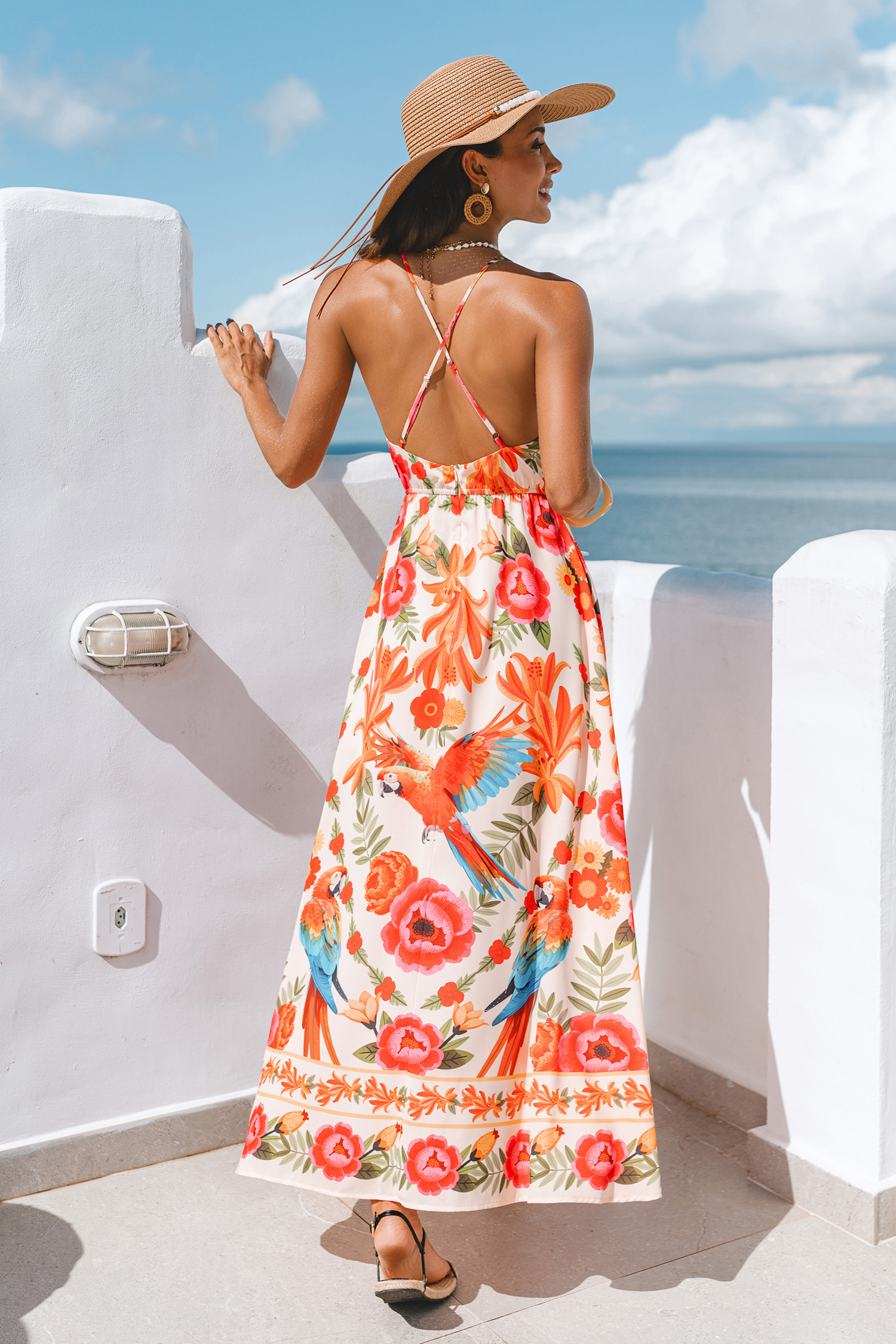 Bird Paradise Tropical Maxi Dress