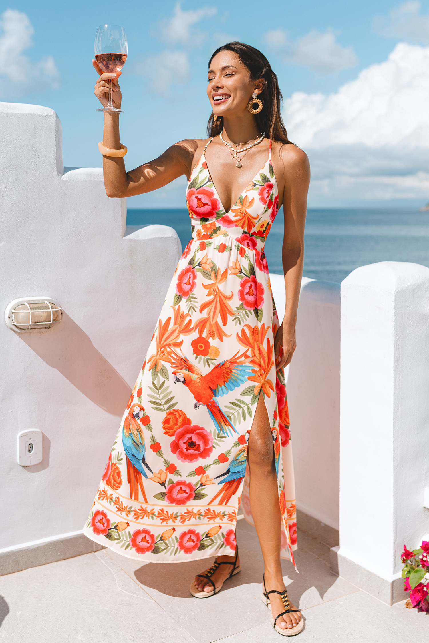 Bird Paradise Tropical Maxi Dress
