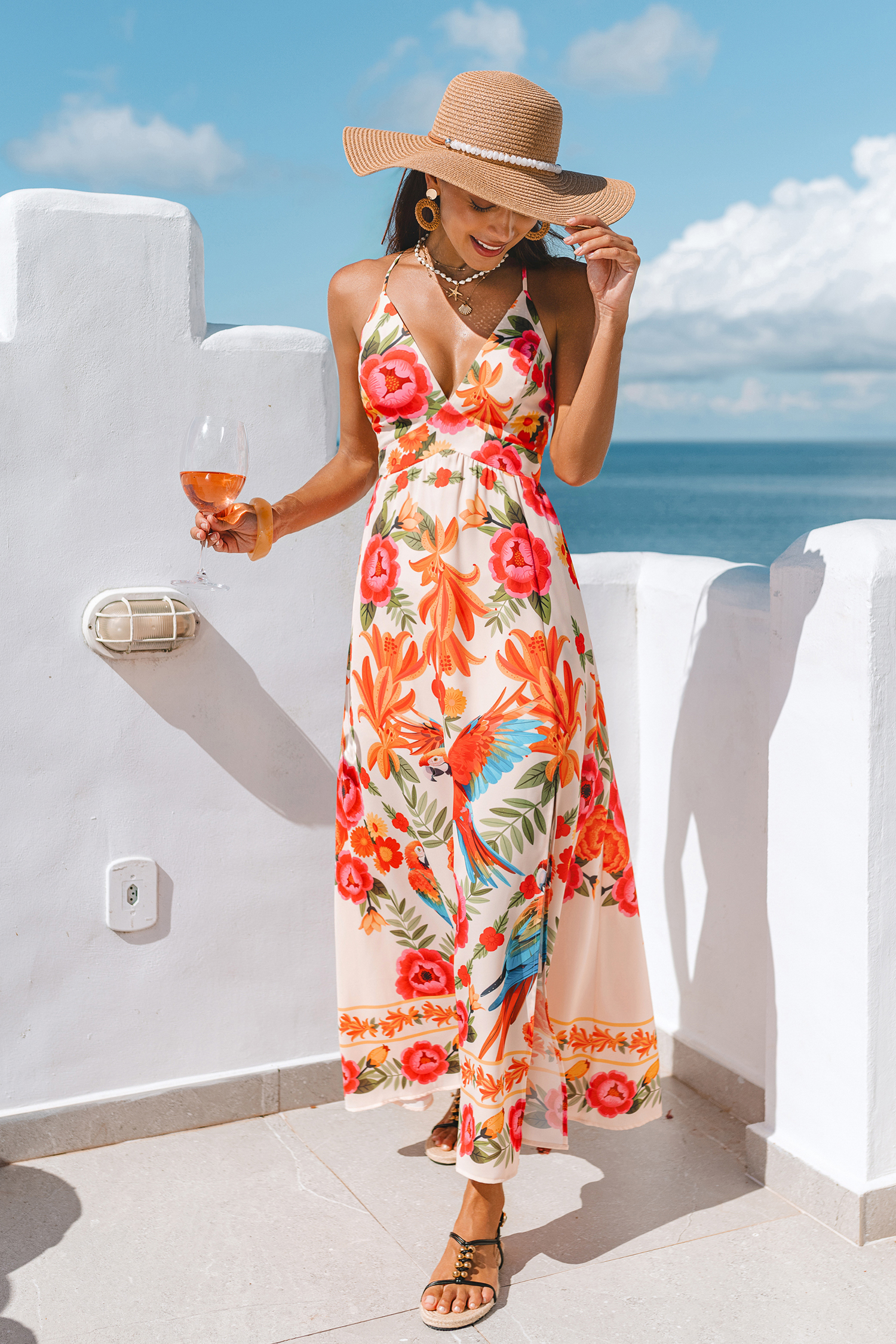 Bird Paradise Tropical Maxi Dress