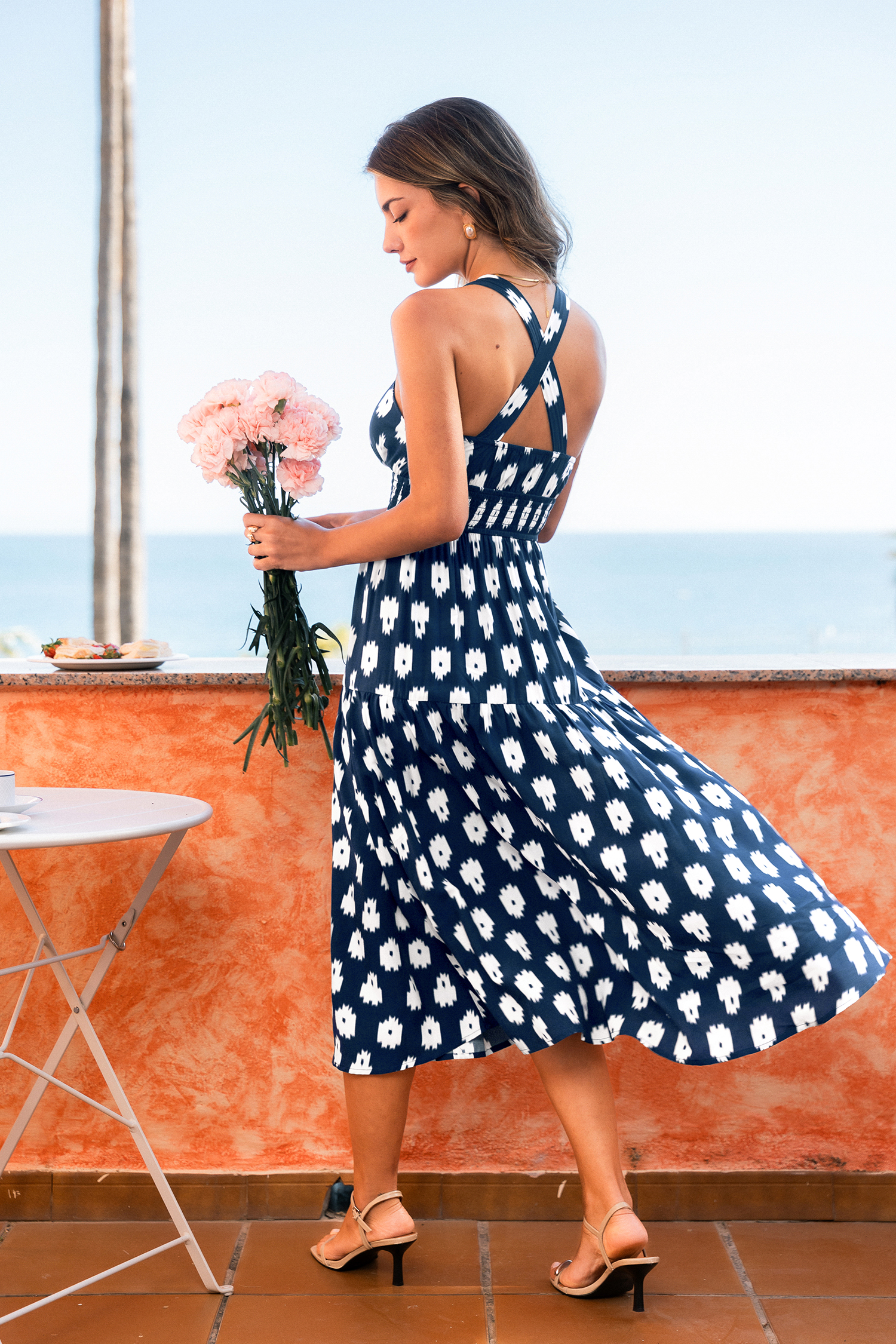 Abito midi floreale per festa in spiaggia