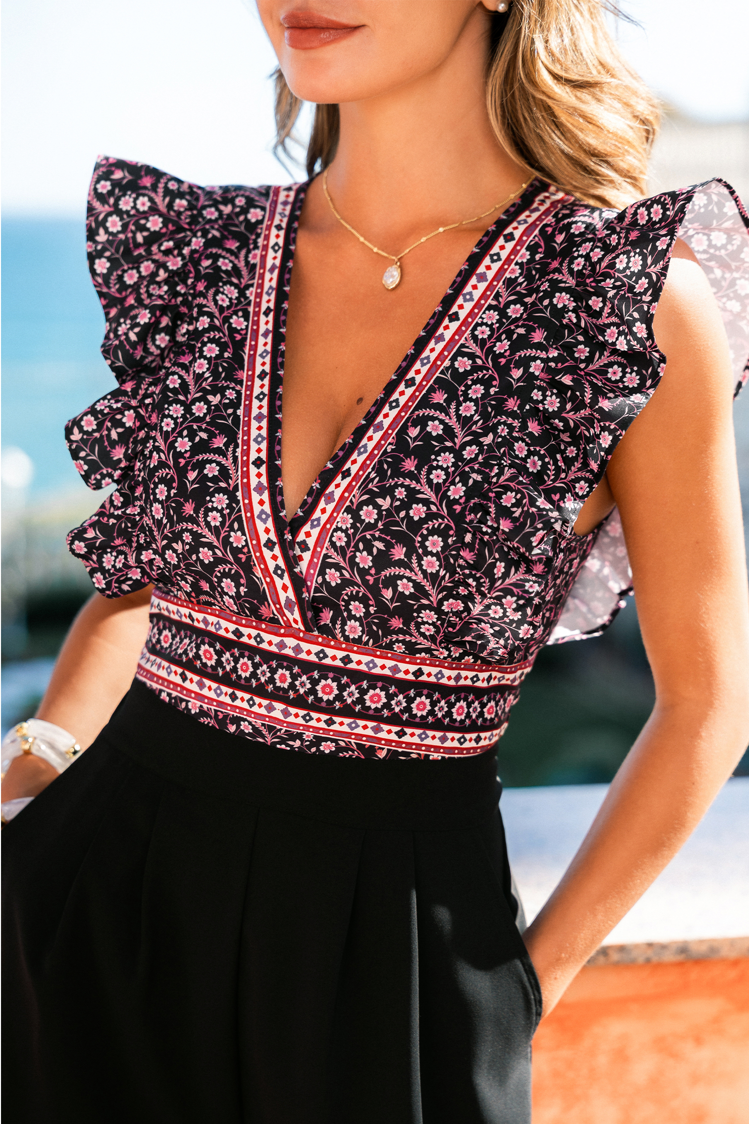 Combishort fleuri au style week-end