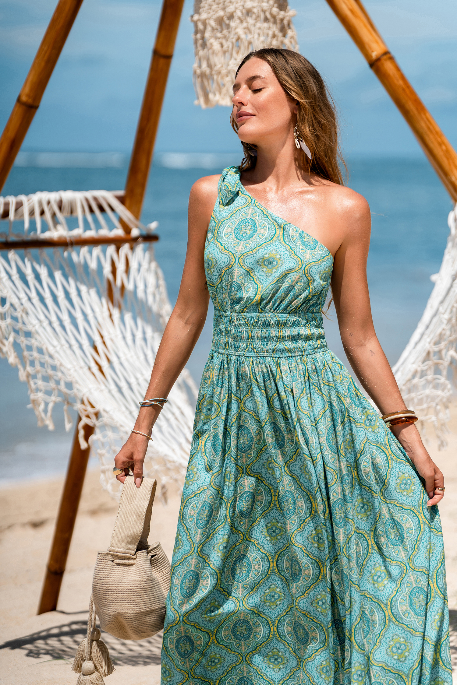 Cool Air versierde maxi-jurk