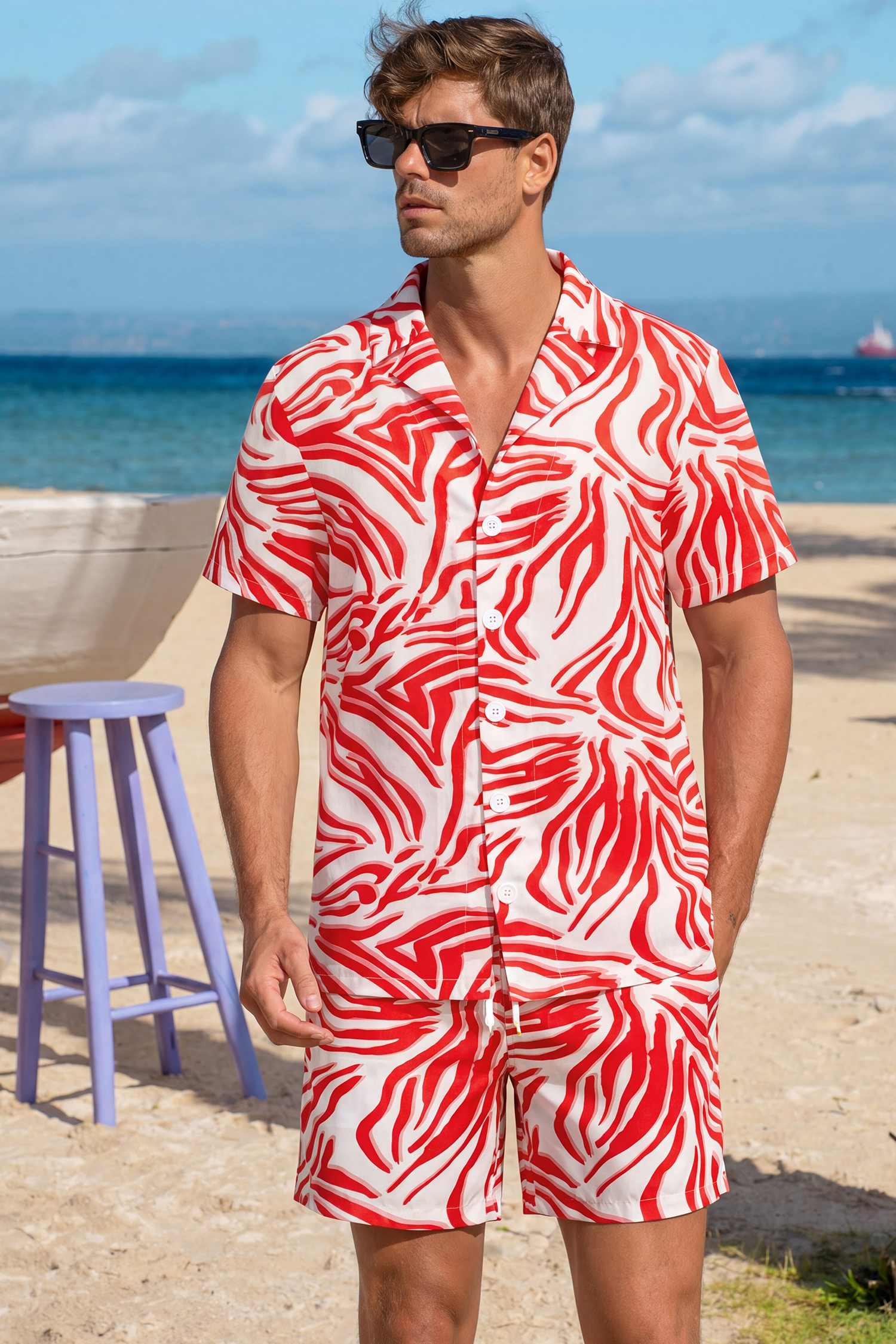 Chemise à motif abstrait au style artistique