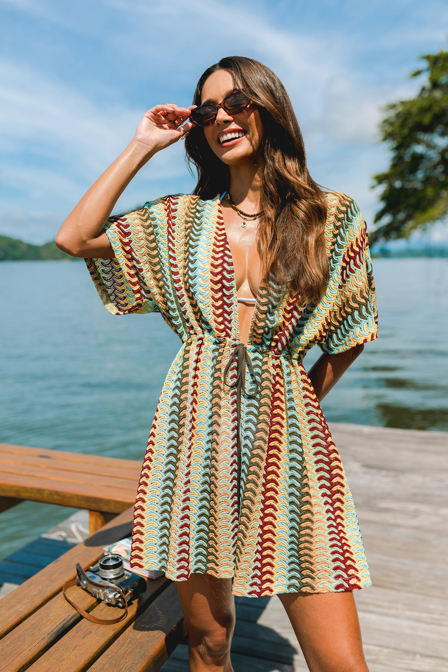Twinkle Lights Striped Cover-Up Kimono