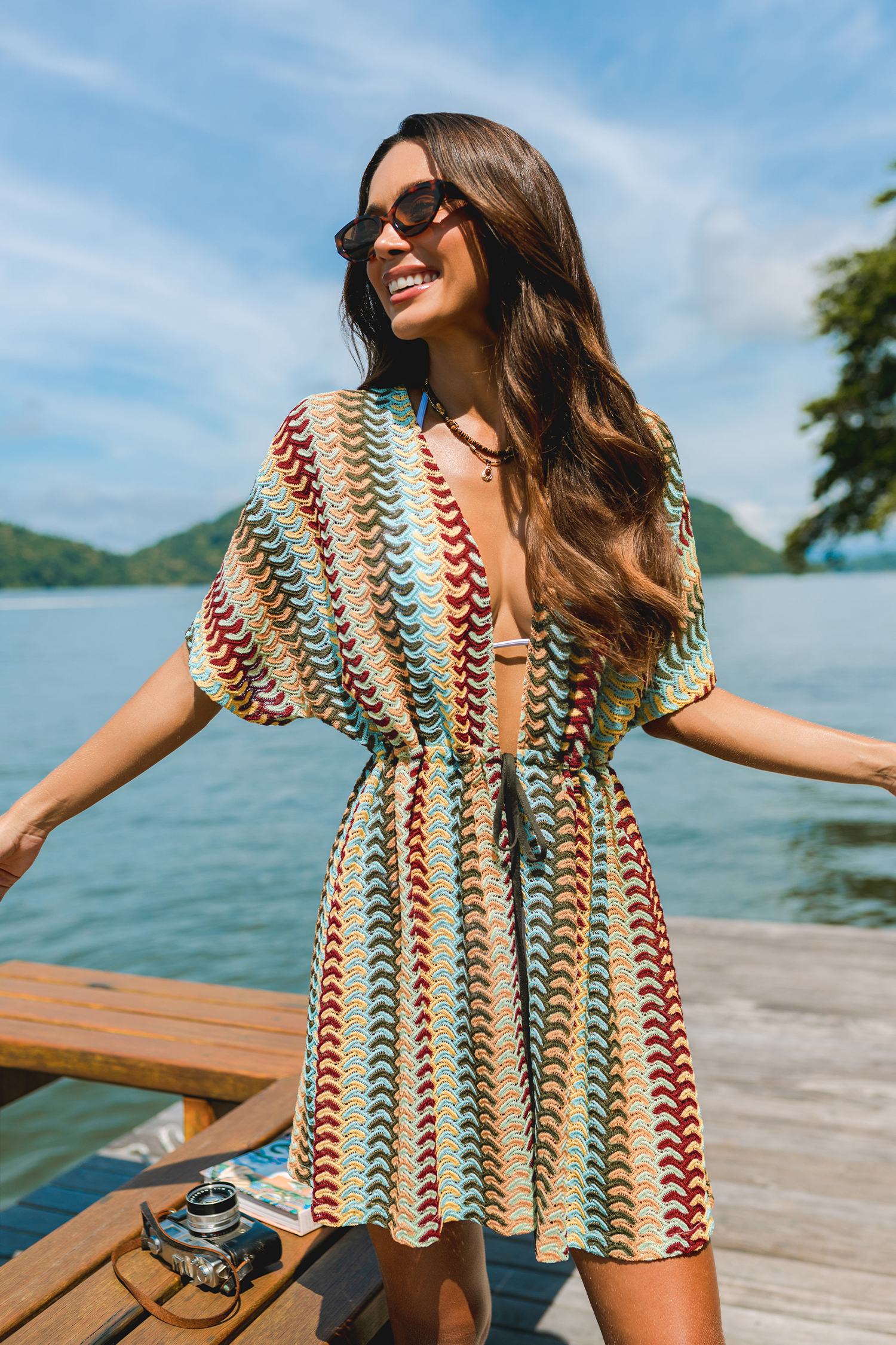 Twinkle Lights Striped Cover-Up Kimono