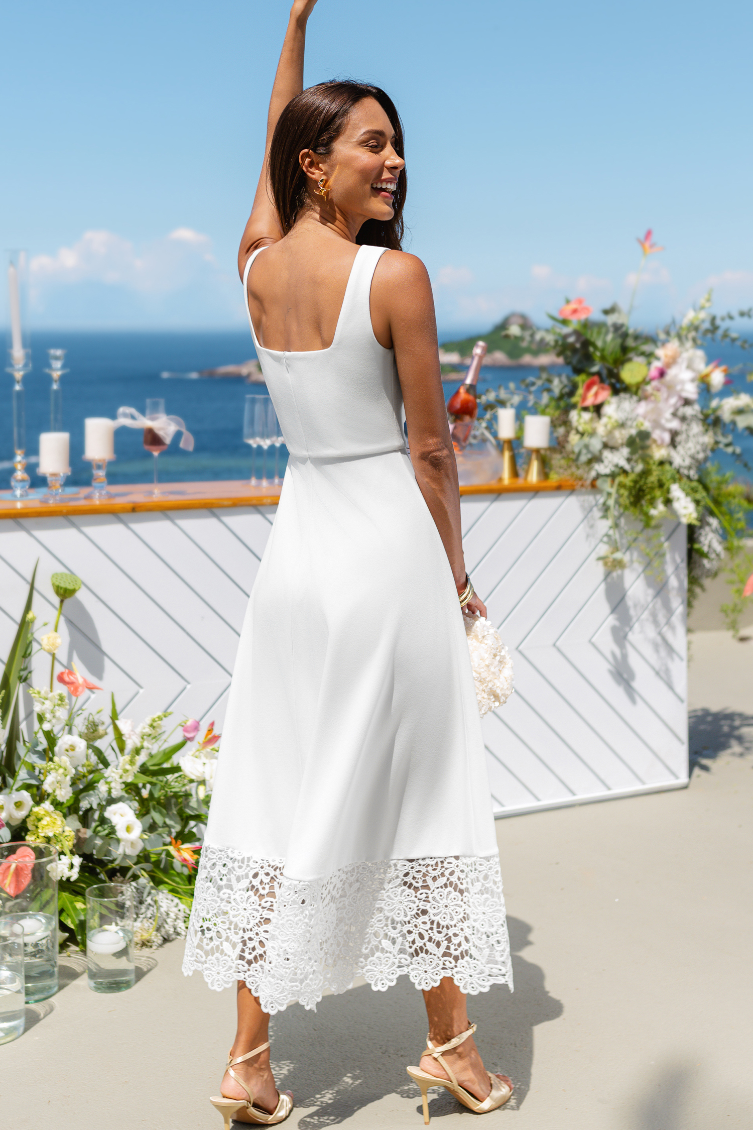 Slow Burn White Midi Dress