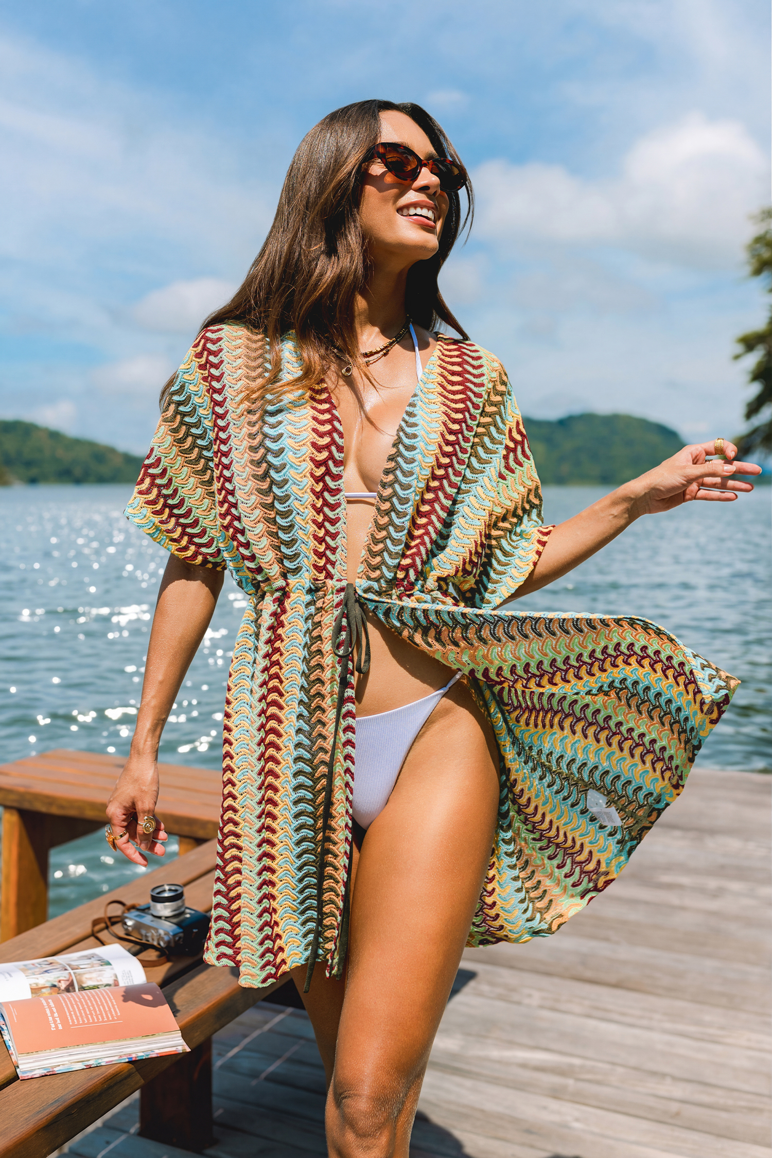 Twinkle Lights Striped Cover-Up Kimono