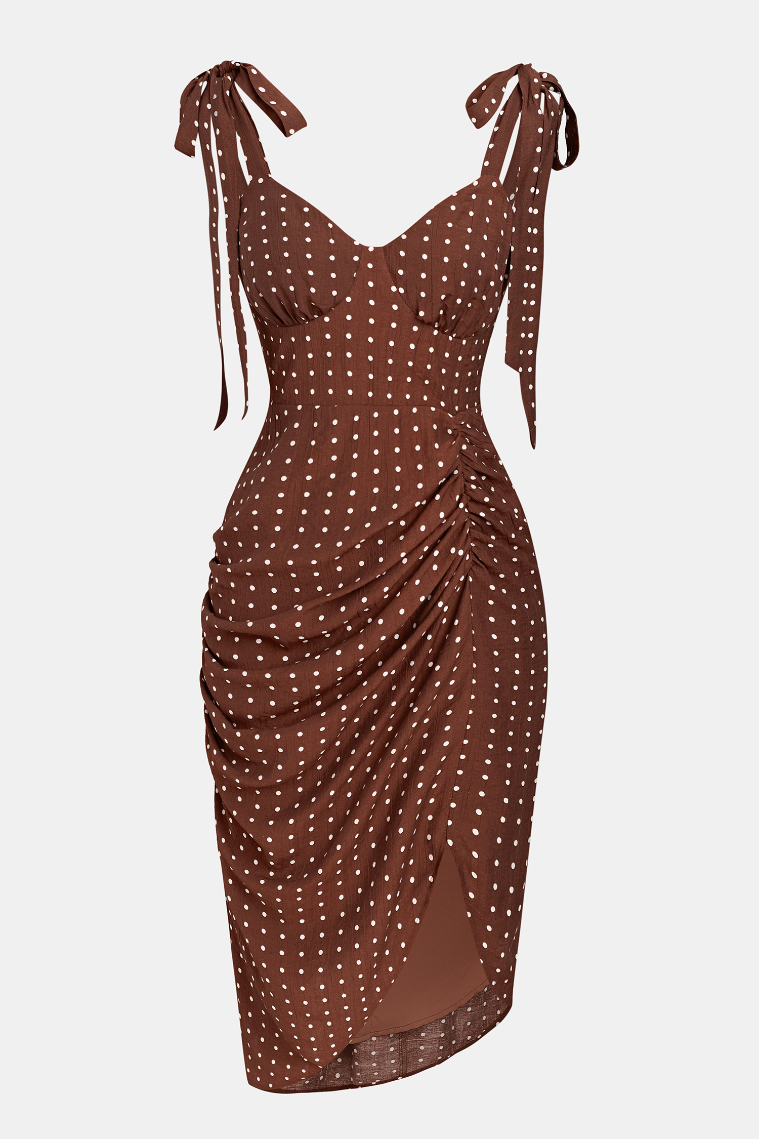 Robe marron col cœur sans manches