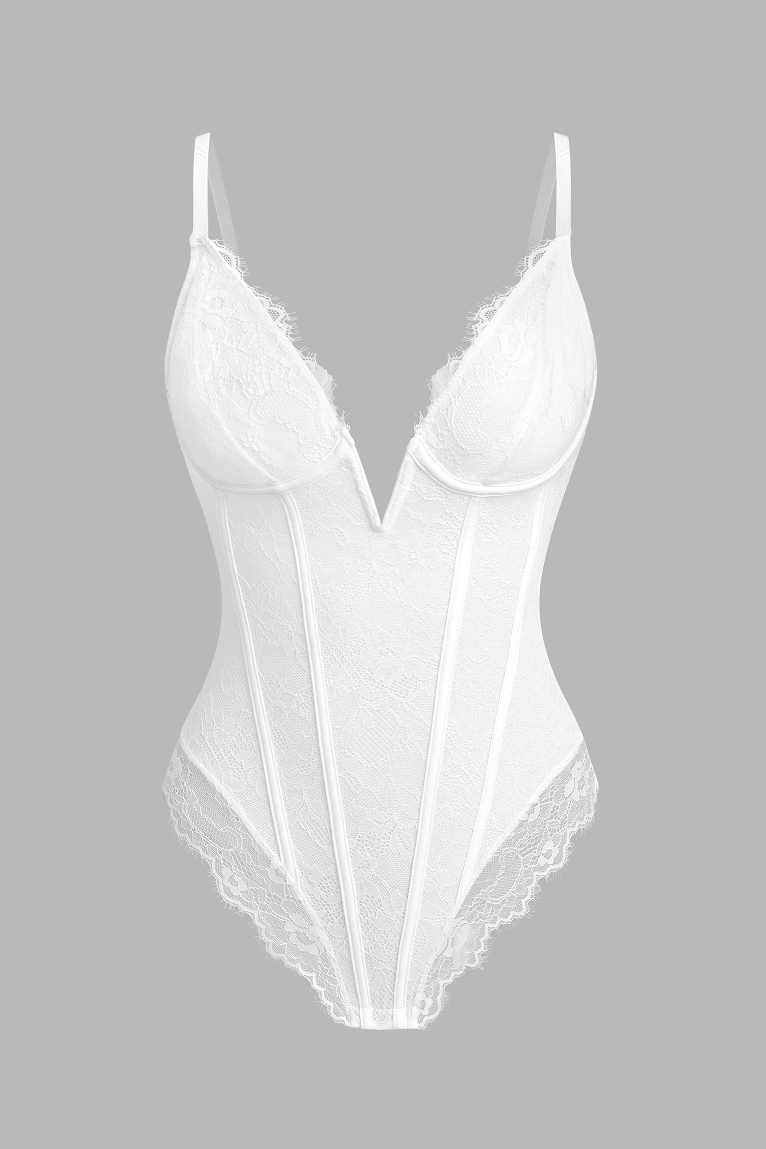 Weißer Bügel-Shapewear-Body mit Druckknopfverschluss