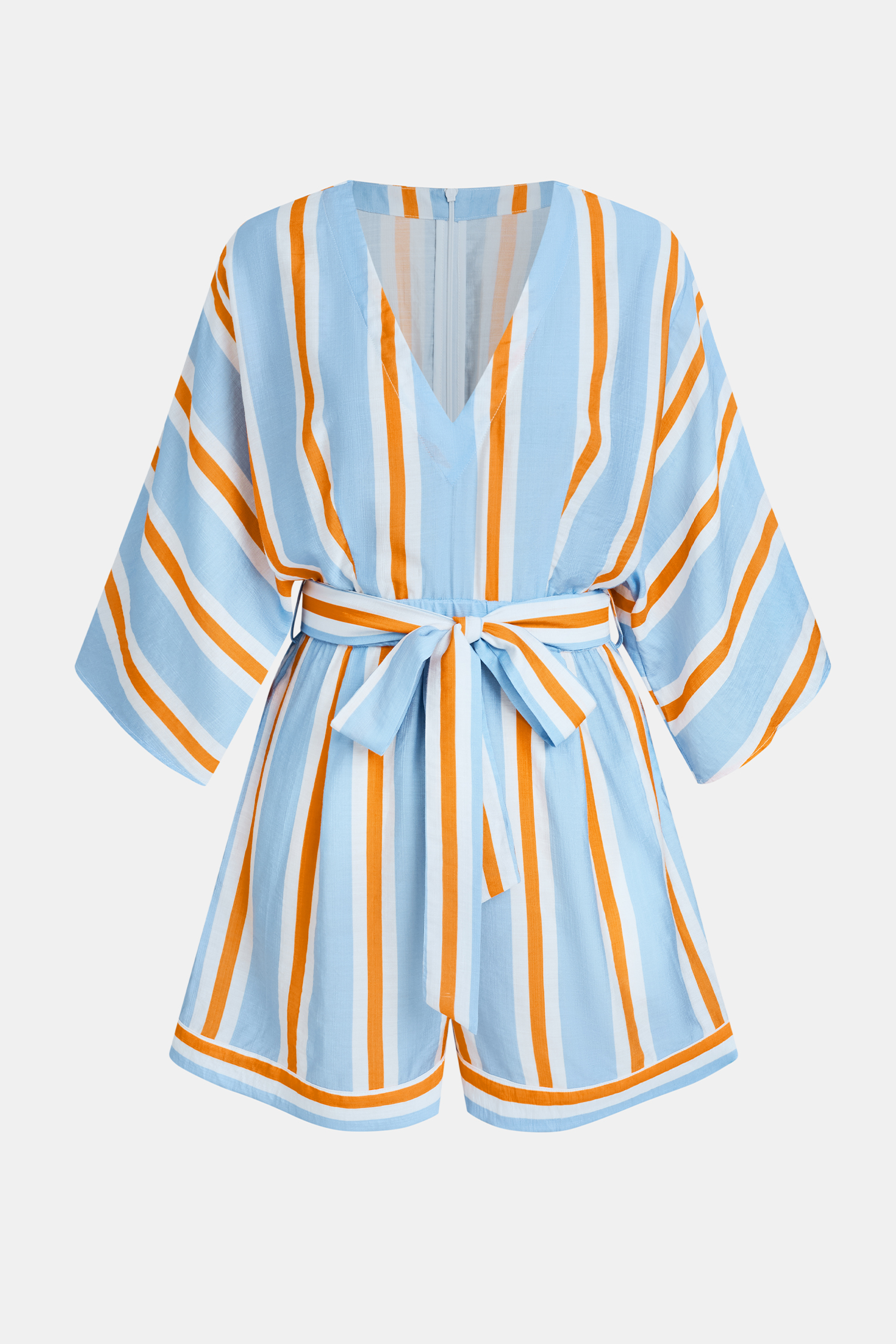 Farbblock V-Ausschnitt Romper mit Taillenband