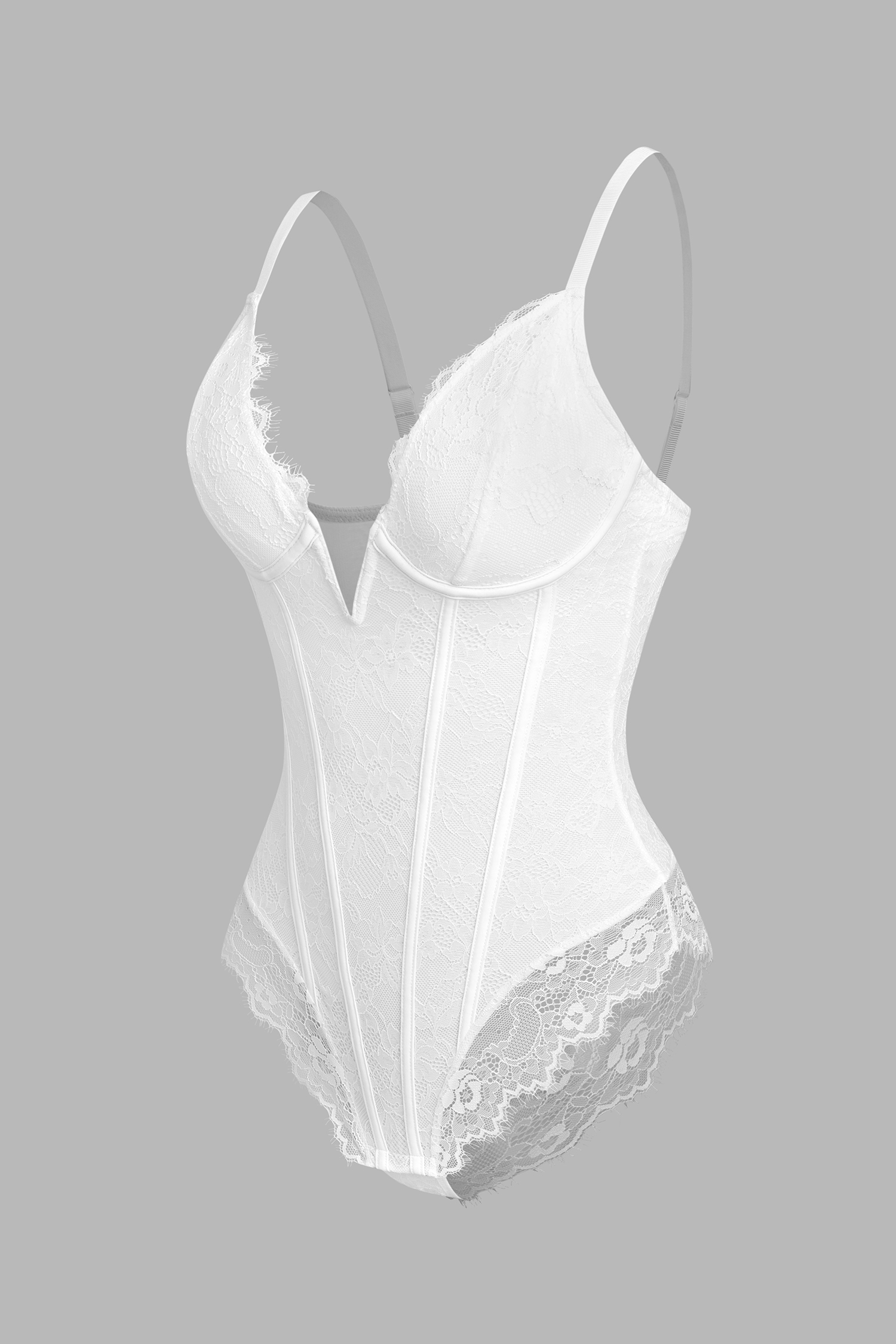 Weißer Bügel-Shapewear-Body mit Druckknopfverschluss