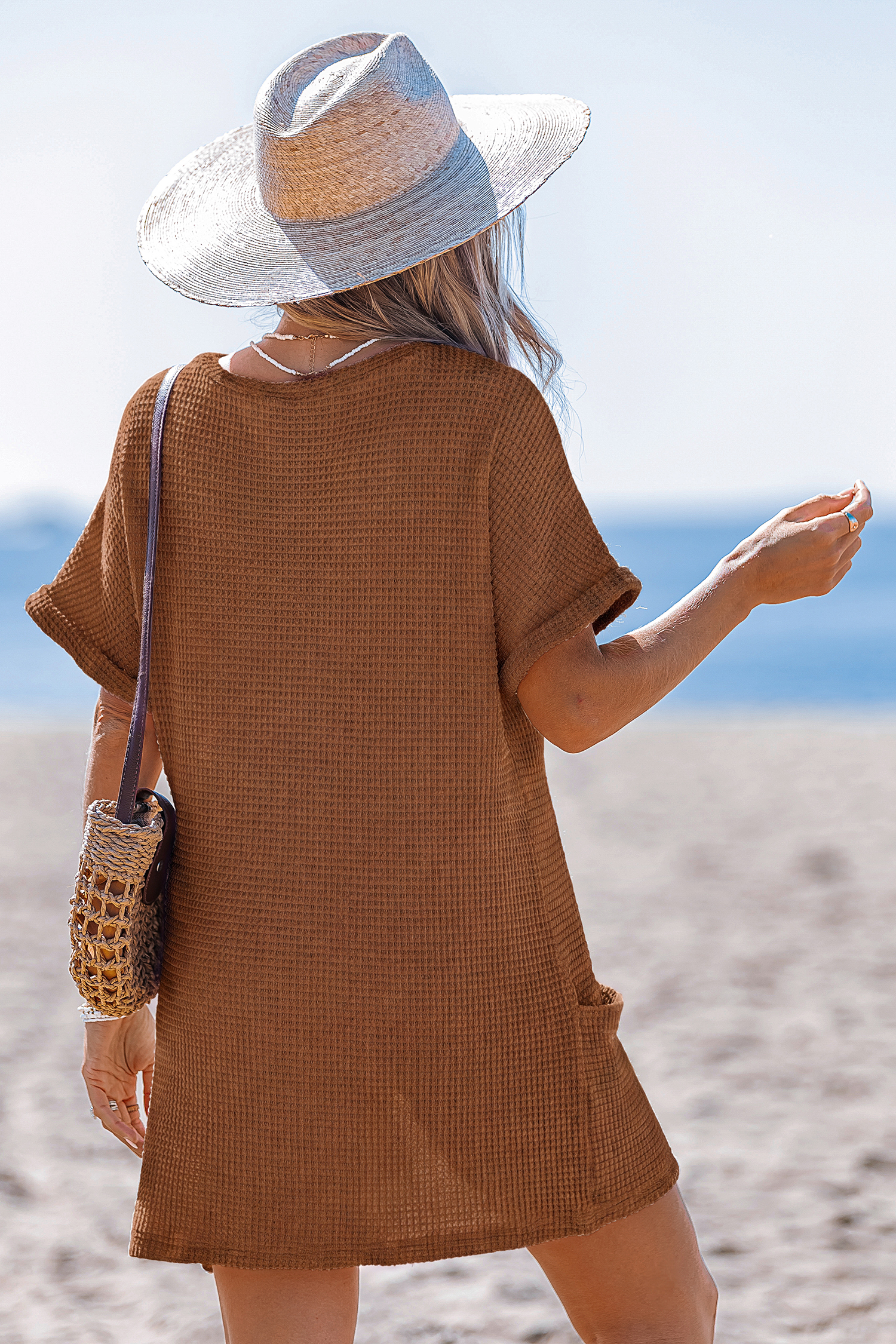 Mini abito copricostume marrone Walk of Fame