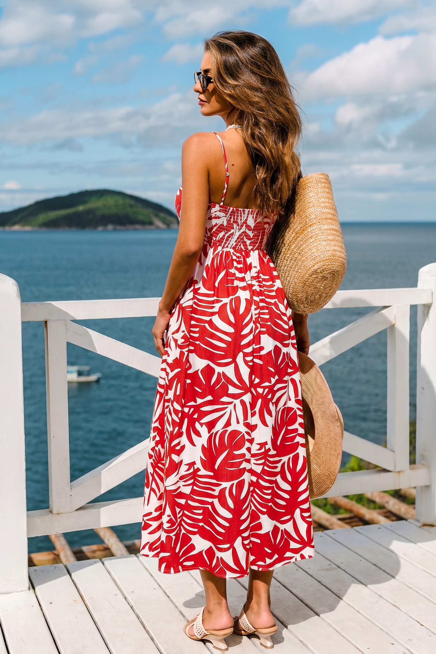 Sprankelende tropische maxi-jurk