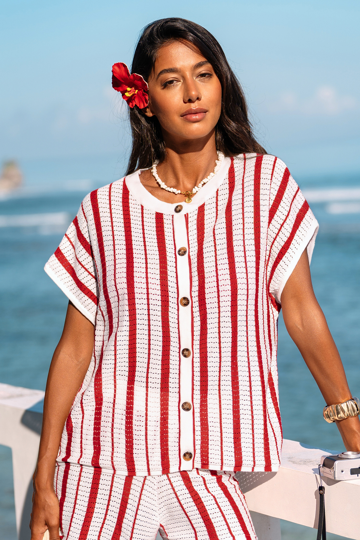 Cherry on Top Striped Cover-Up Top