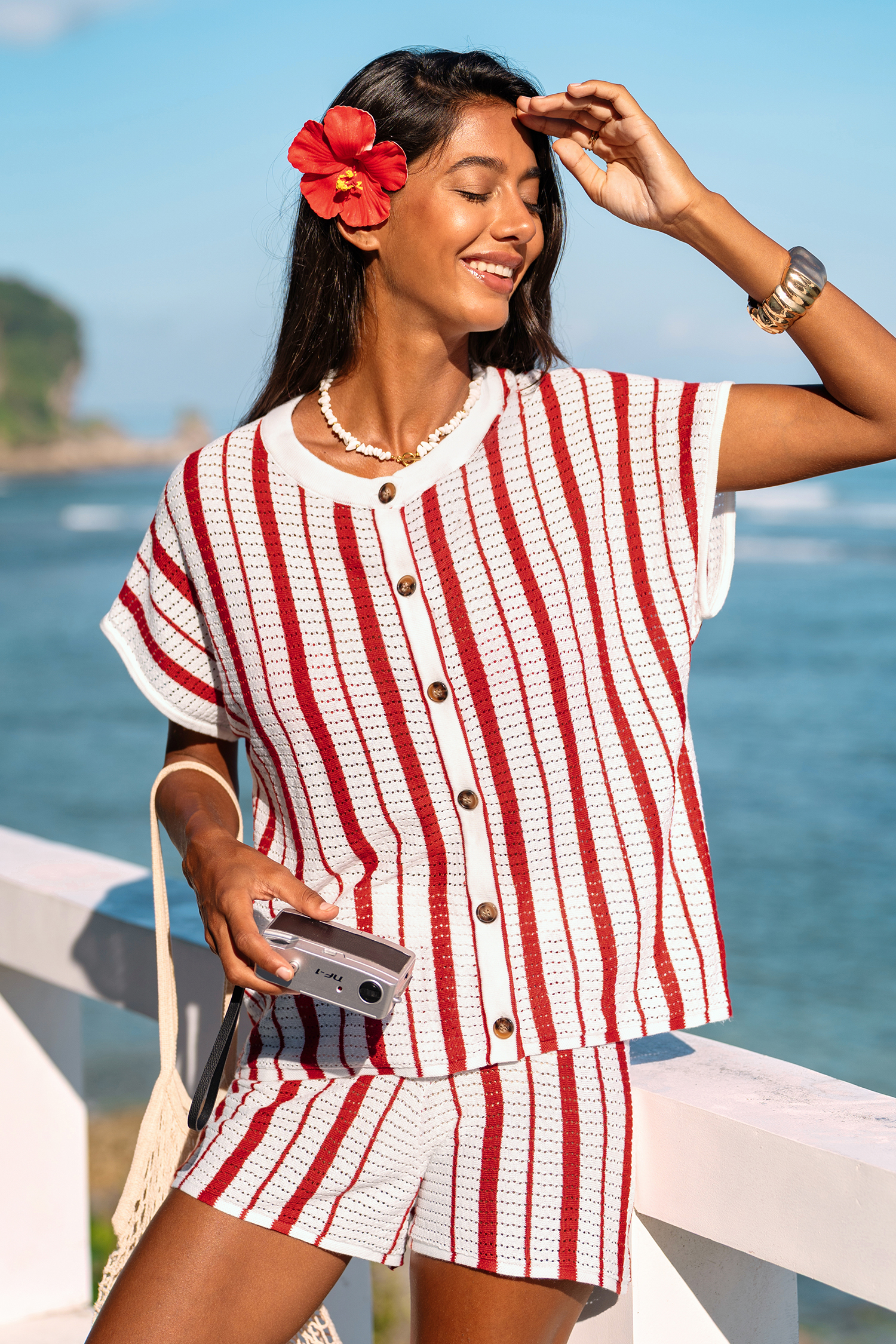 Cherry on Top Striped Cover-Up Top