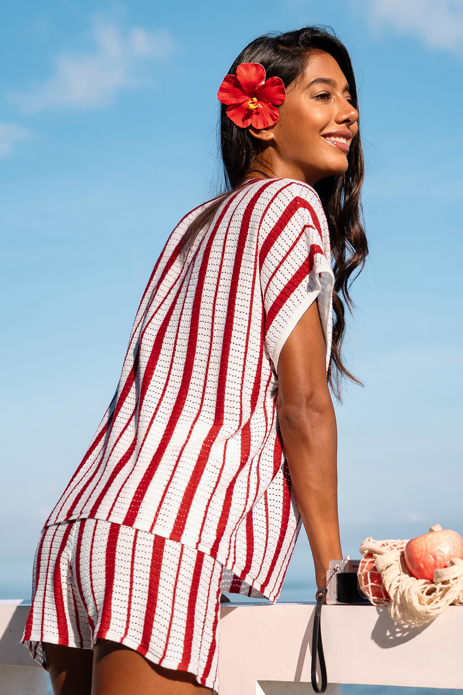 Cherry on Top Striped Cover-Up Top