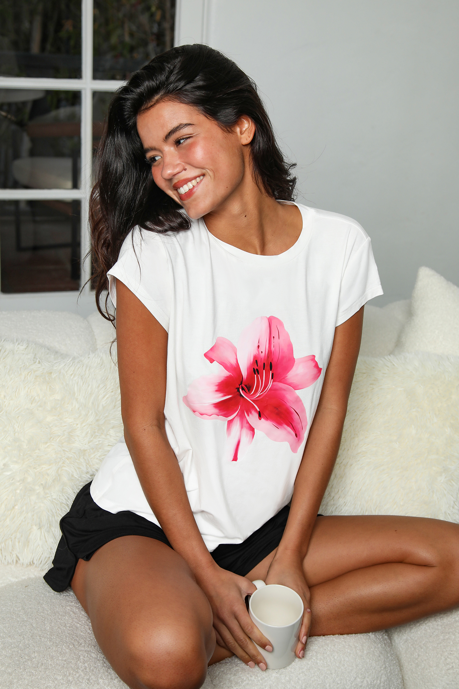 Kurzarm Pyjama-Set mit Blumenmuster