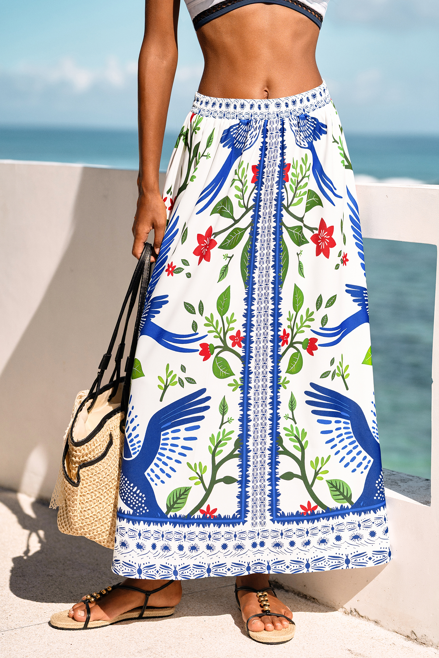 Island Birds Tropical Maxi Skirt