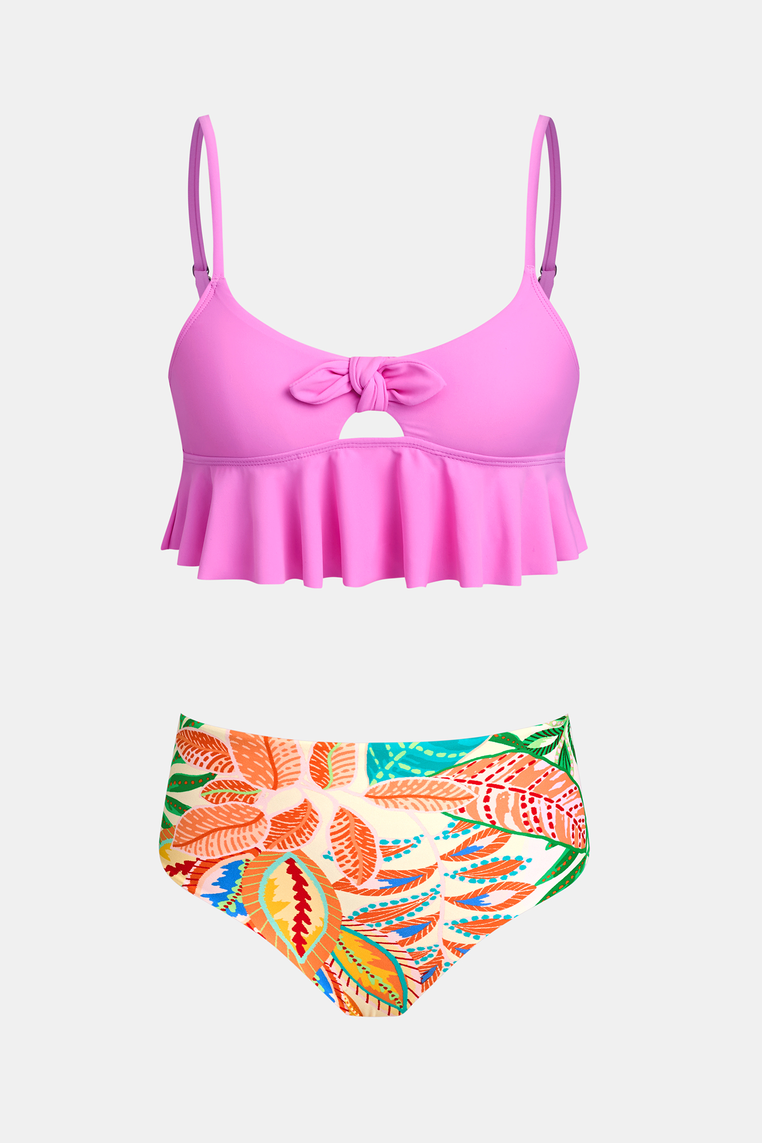 Lila Wendbares Mädchen-Tankini-Set mit verstellbaren Trägern