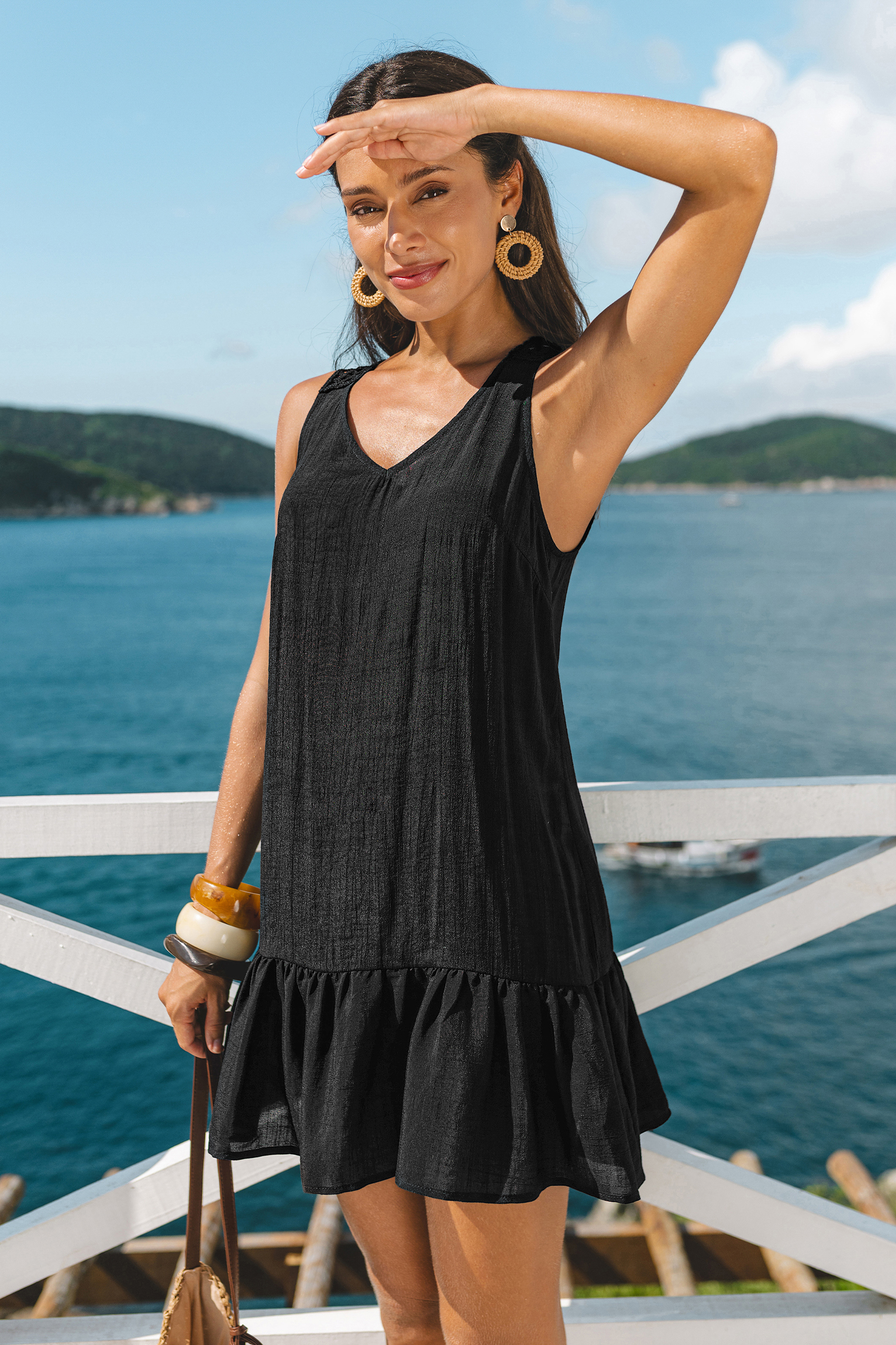 Little Darling Black Cover-Up Mini Dress