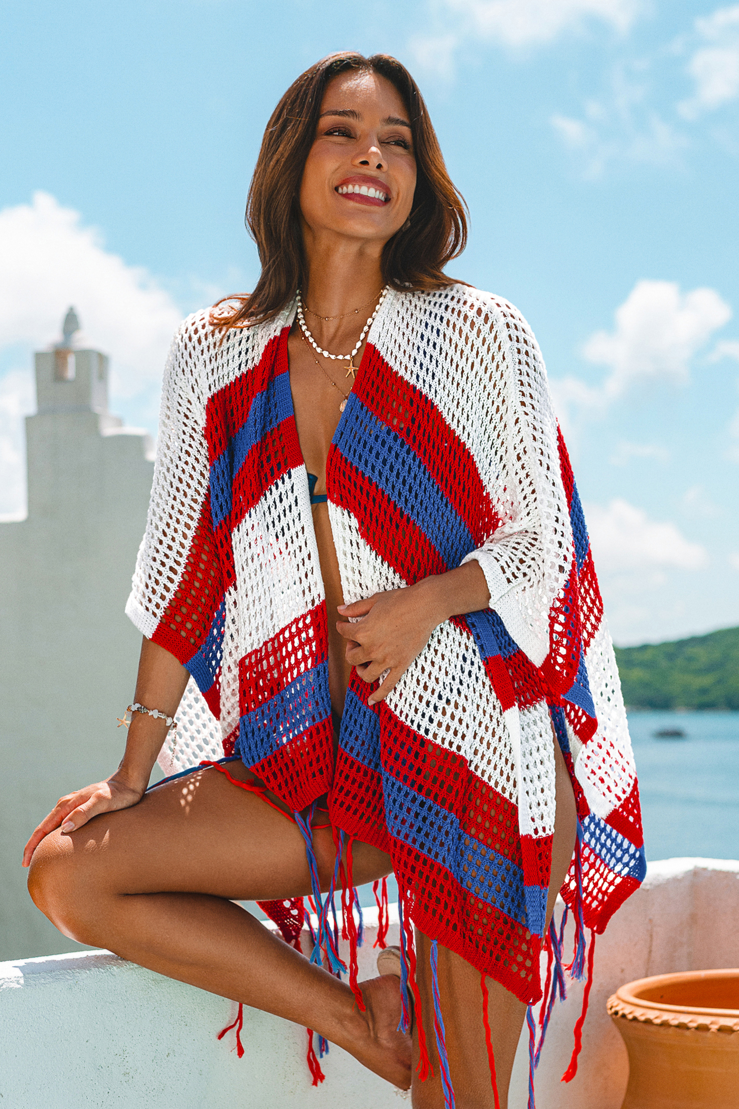 Daring Vibe Striped Cover-Up Kimono