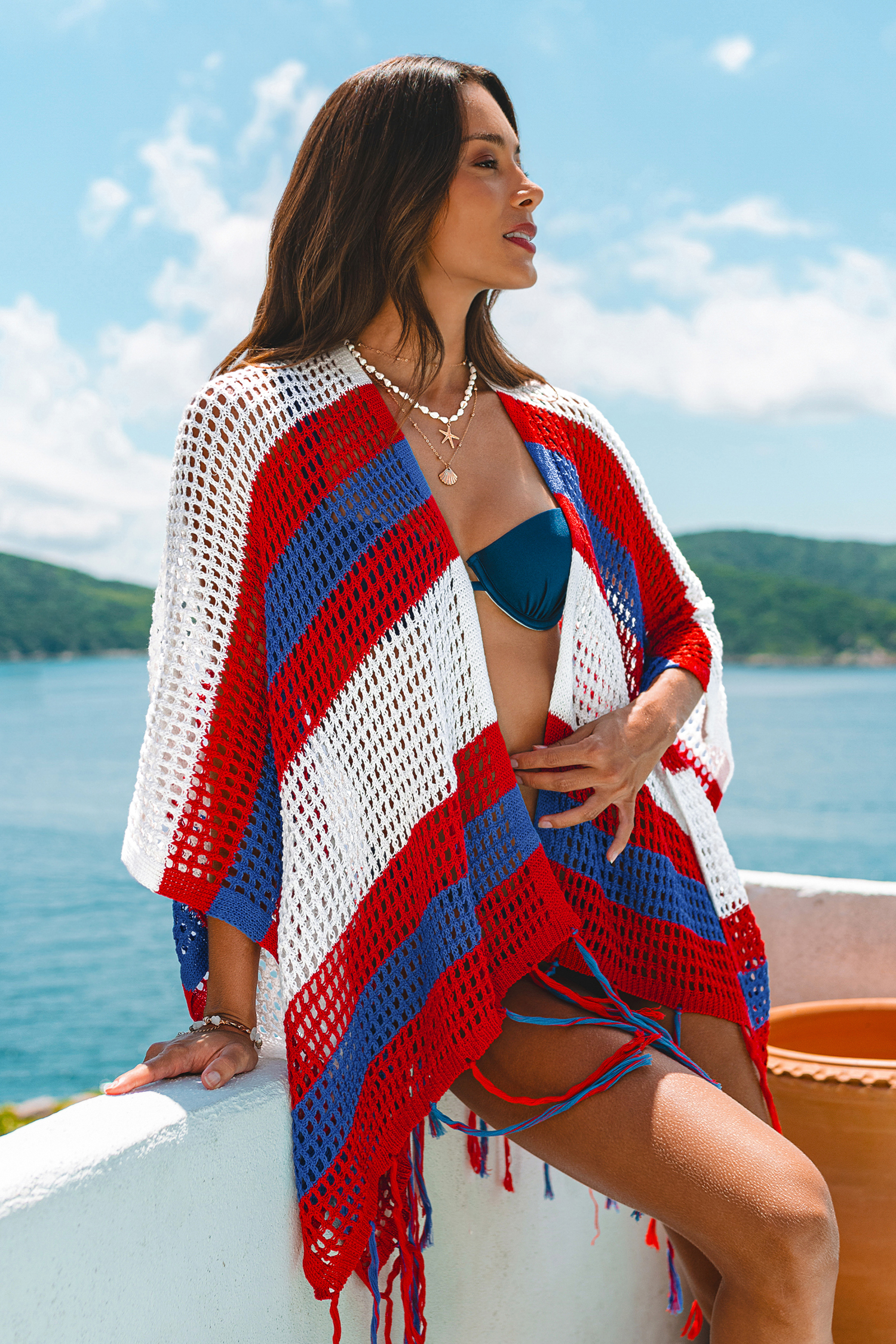 Daring Vibe Striped Cover-Up Kimono