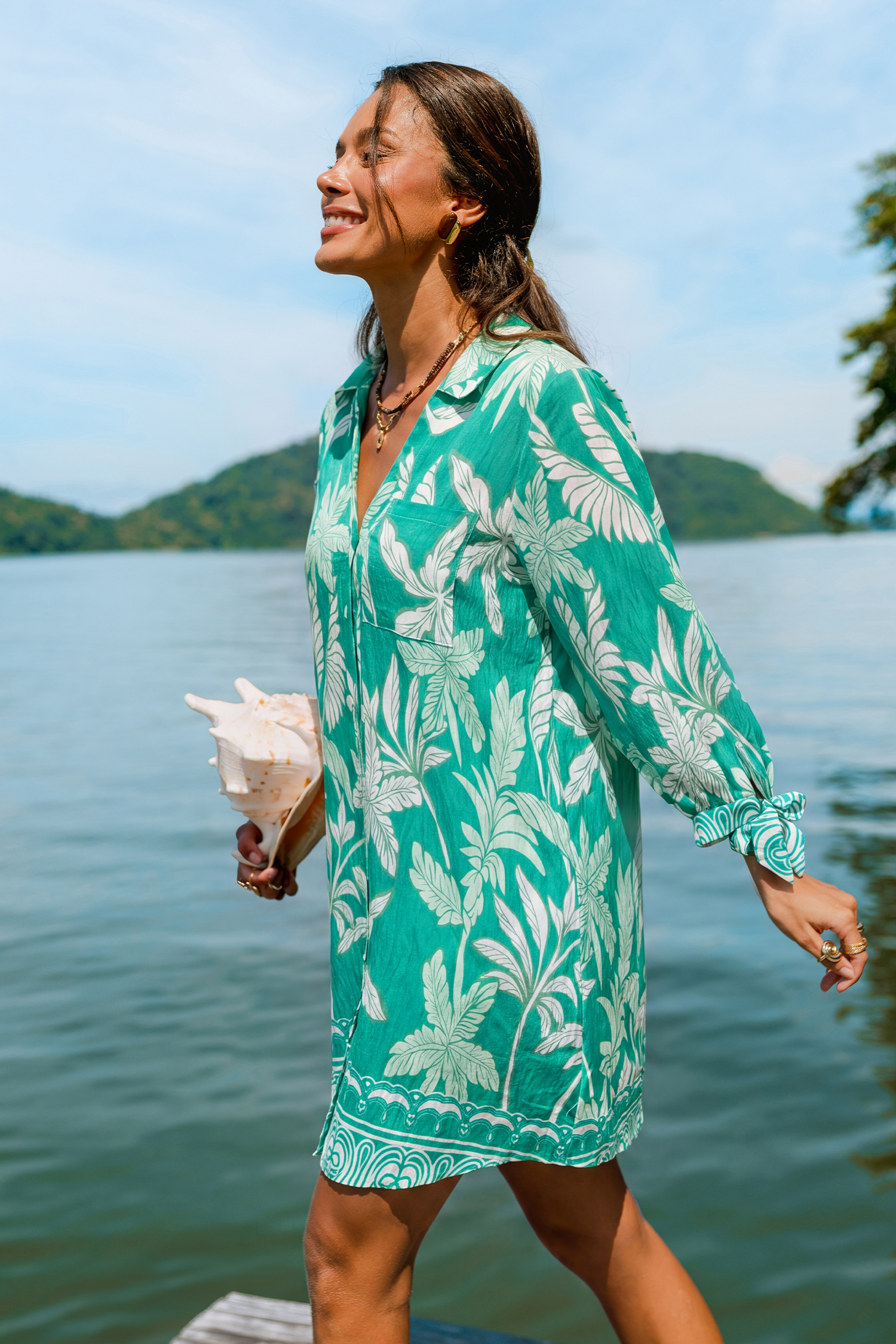 Lakeside Lounging Tropical Mini Dress