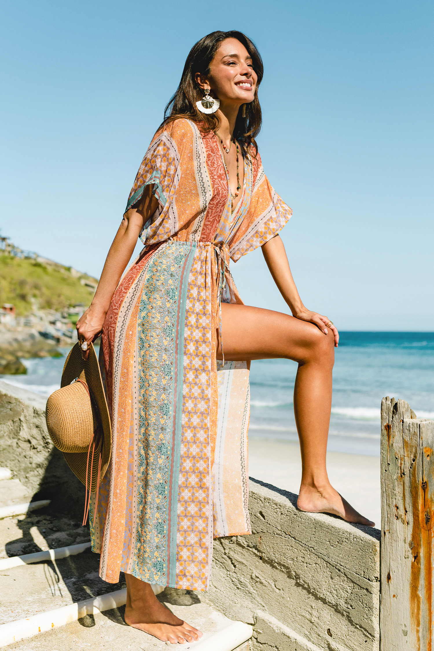 Coastal Life Patchwork Cover-Up Kimono