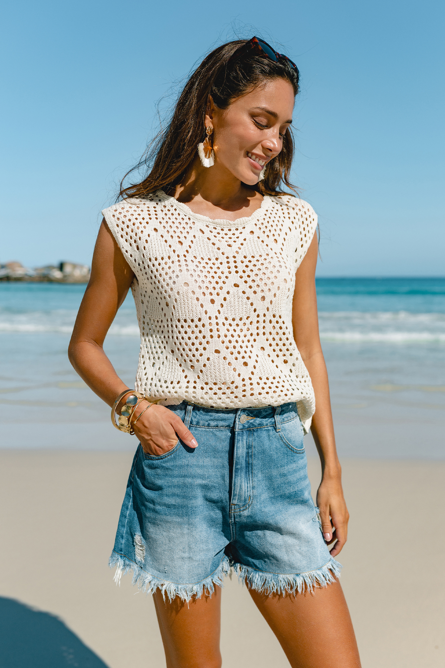 Sand Soft Beige Cover-Up Top