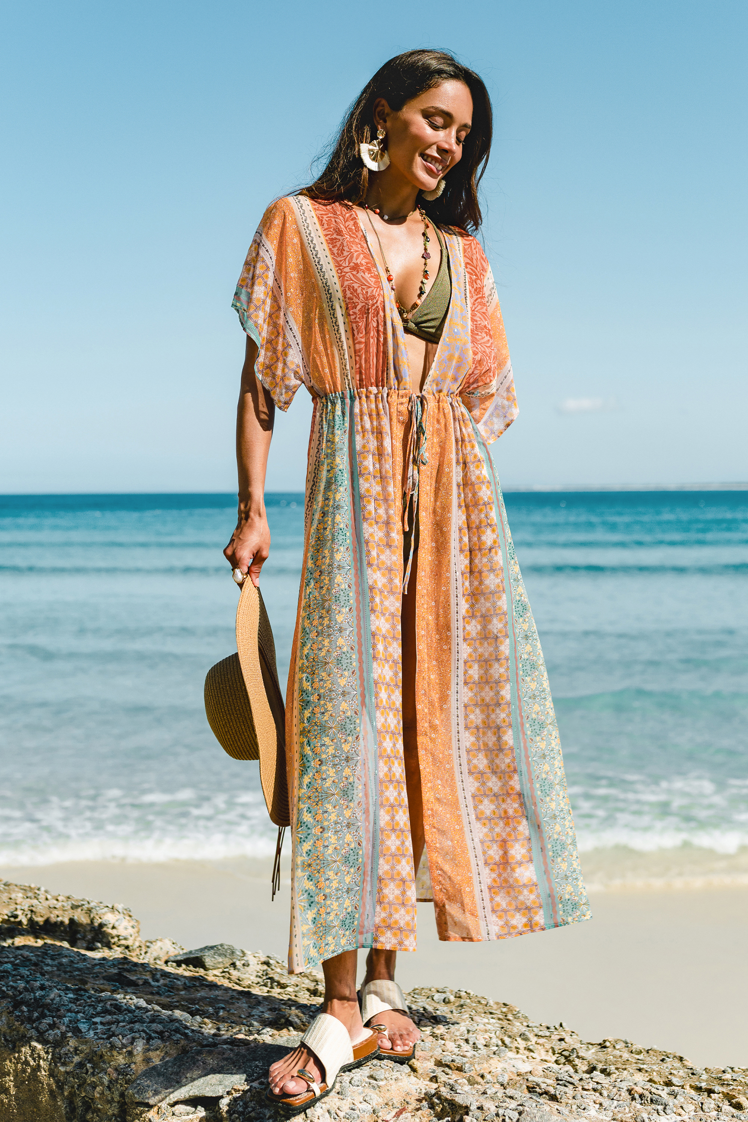 Coastal Life Patchwork Cover-Up Kimono