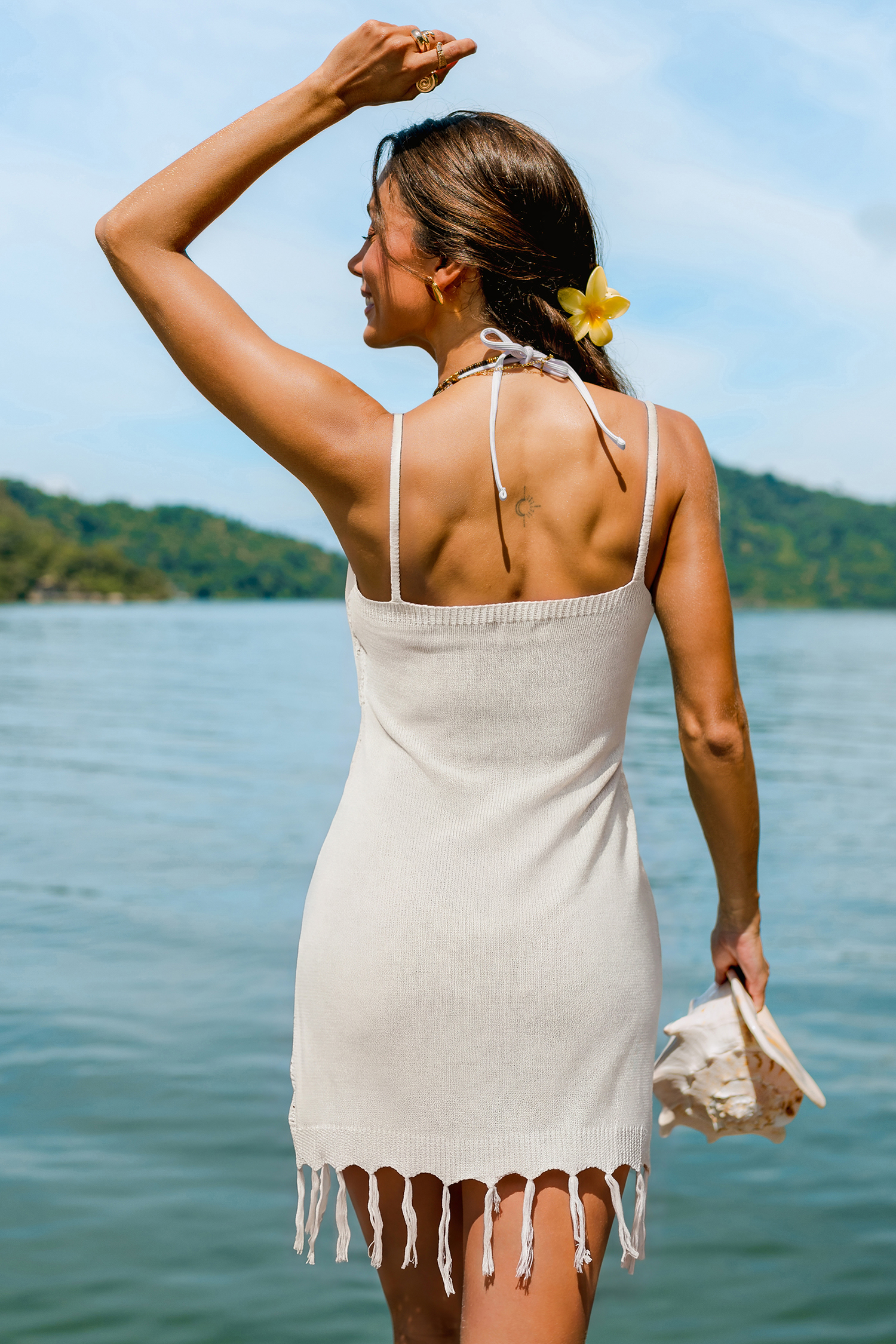 Glow All Day White Cover-Up Mini Dress