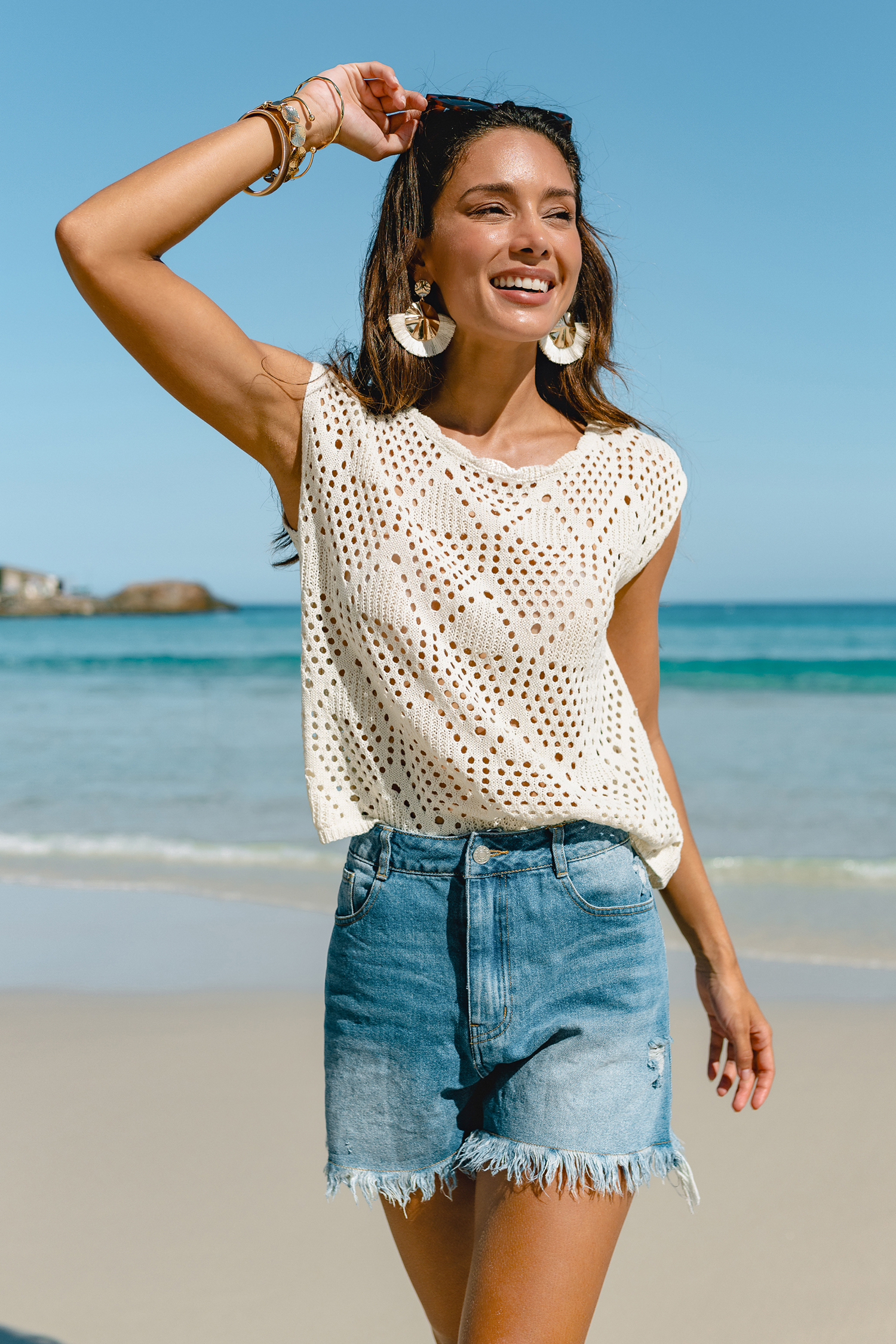 Sand Soft Beige Cover-Up Top