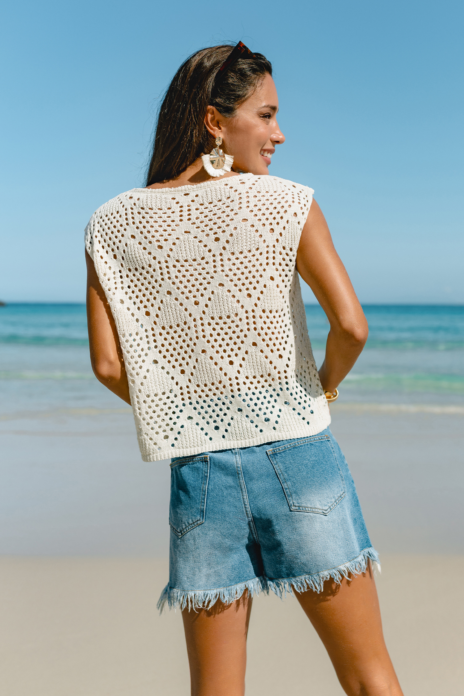 Sand Soft Beige Cover-Up Top