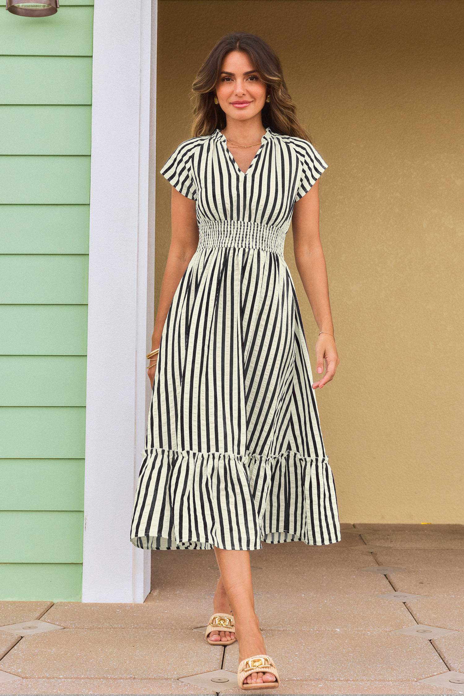 Sunset Cruise Striped Midi Dress