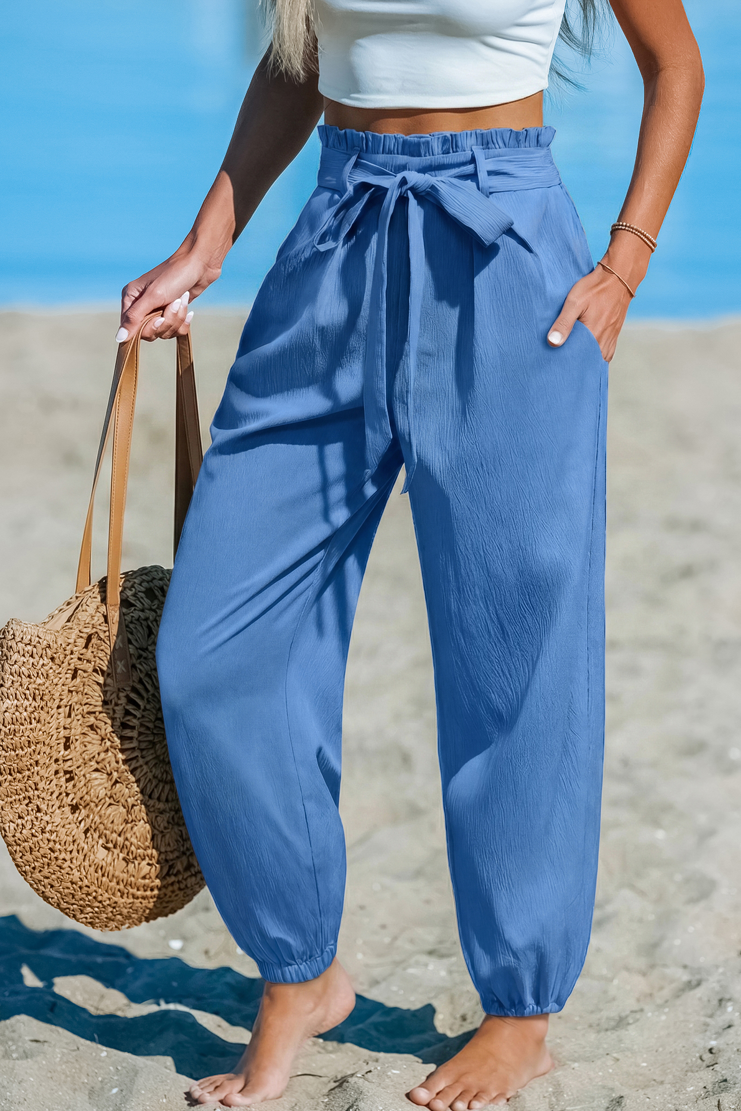 Pantalon bleu au style casual
