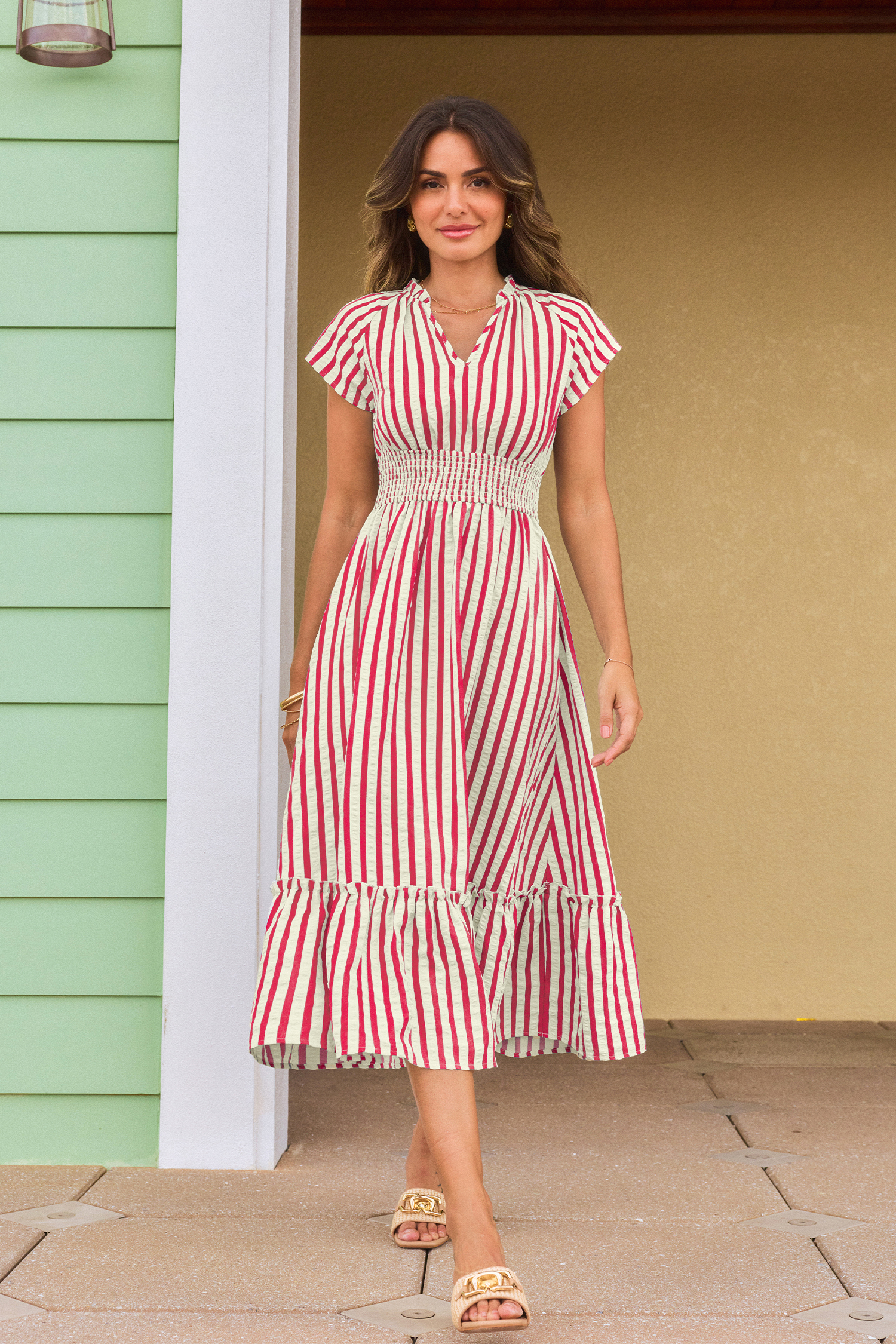 Sunset Cruise Striped Midi Dress