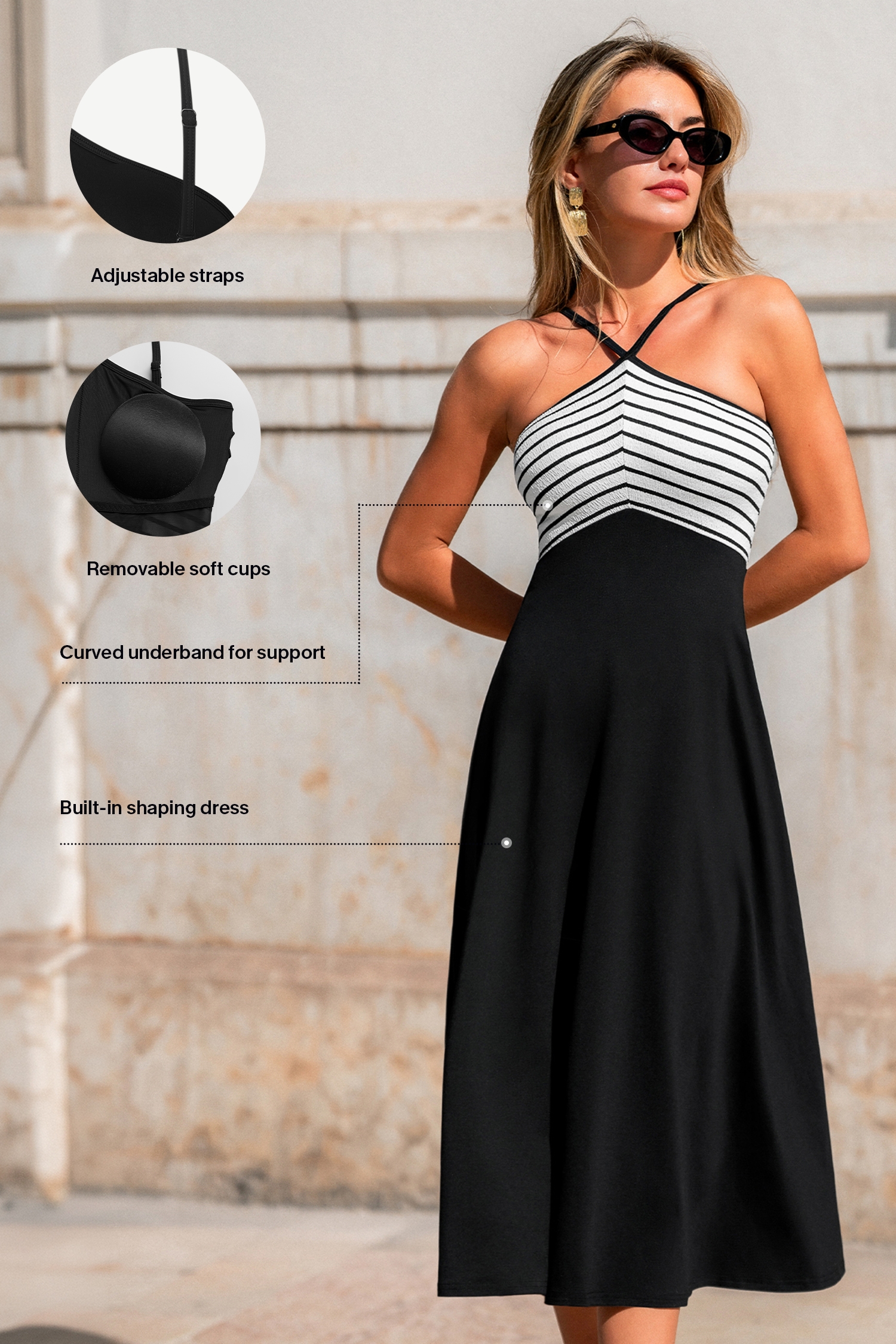 Palm Read Striped Midi Dress