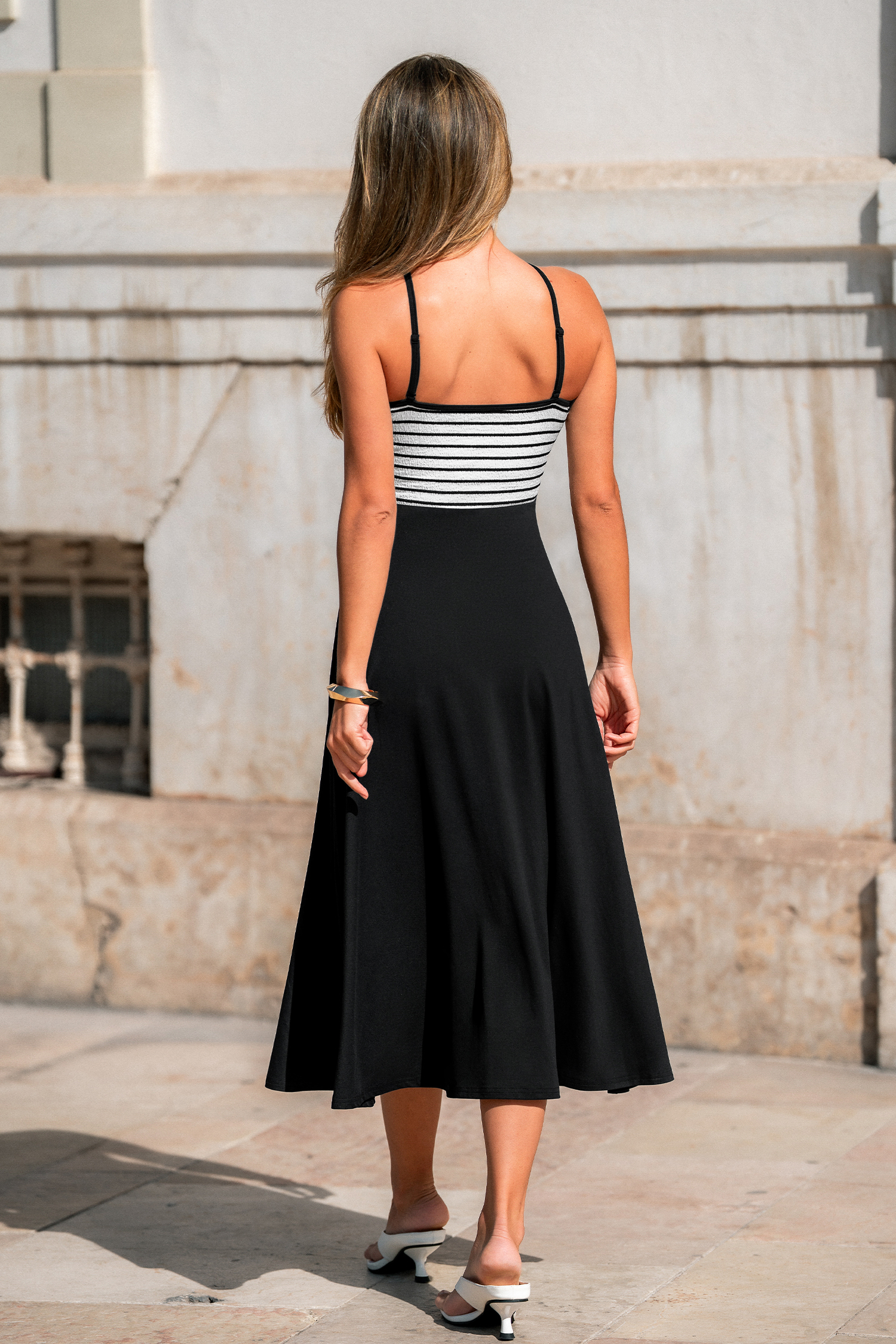 Palm Read Striped Midi Dress