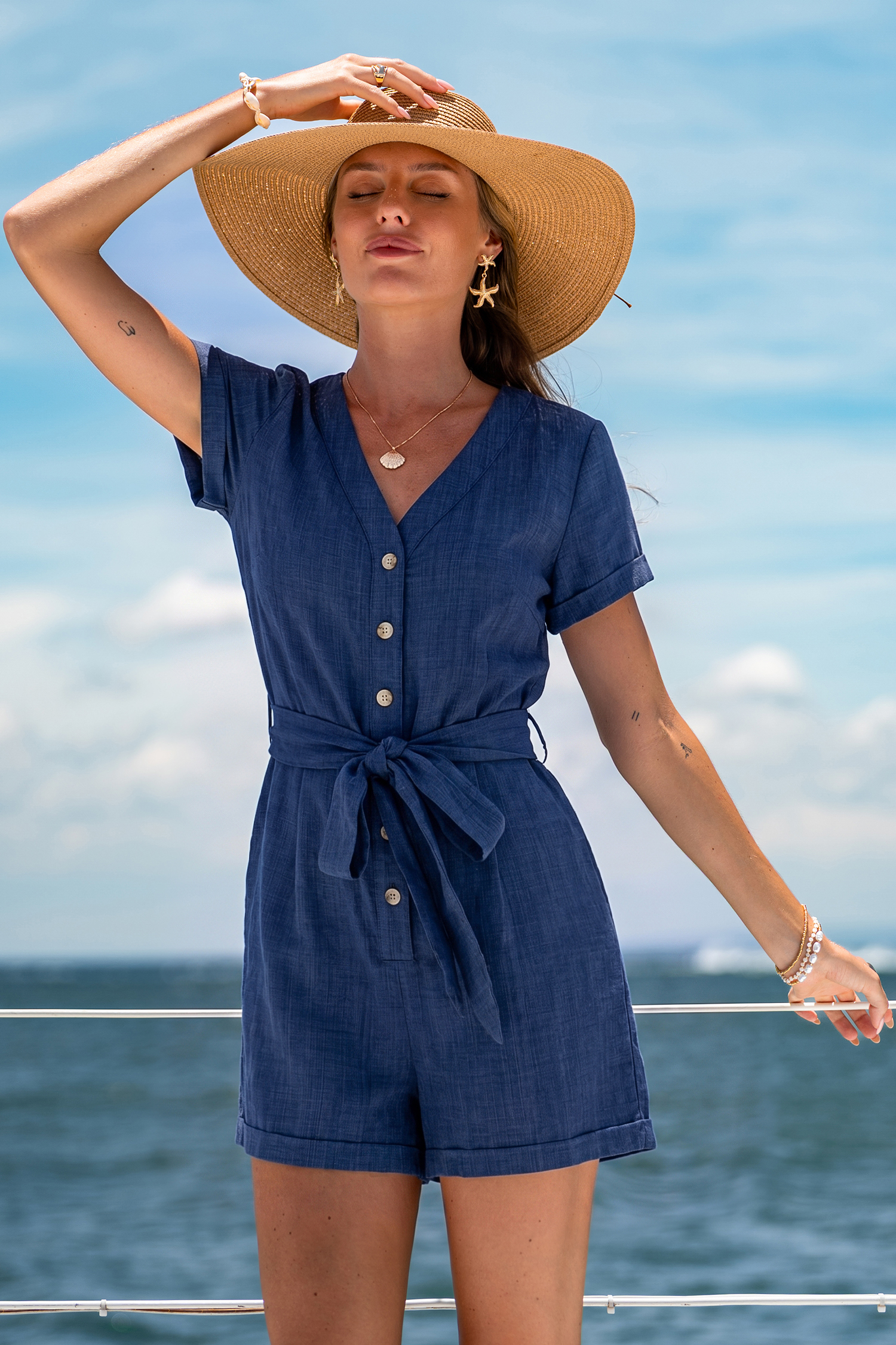 Gloria Blue Romper