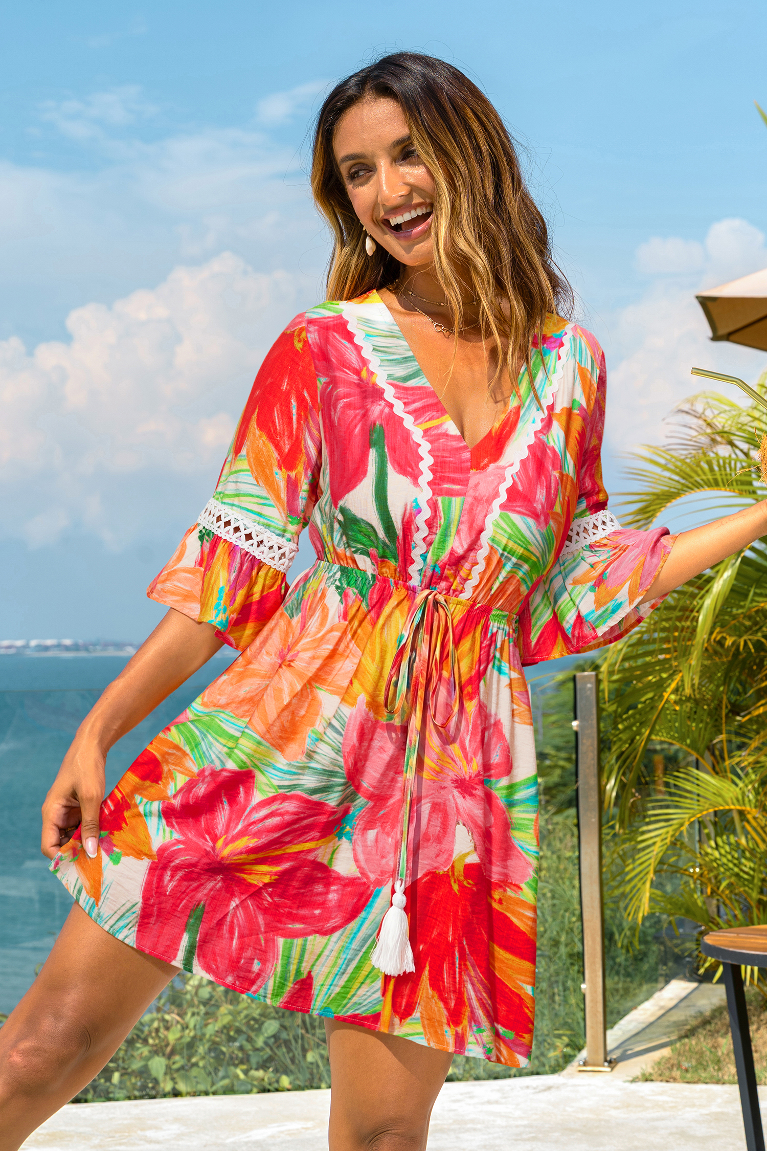 Zen Vacay bloemen minijurk