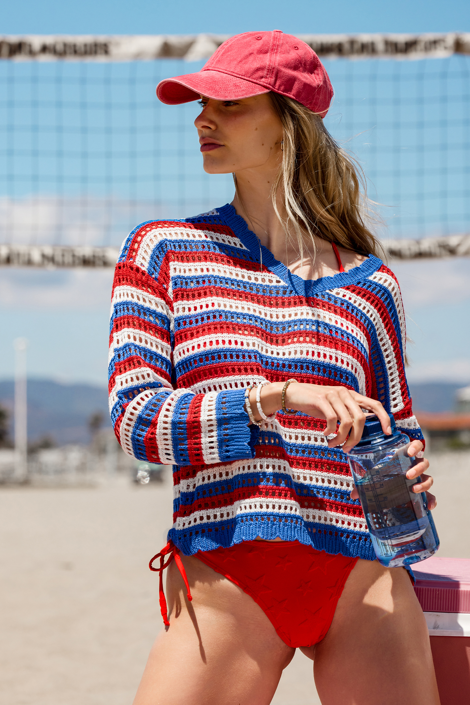 Tide It out gestreepte cover-up top
