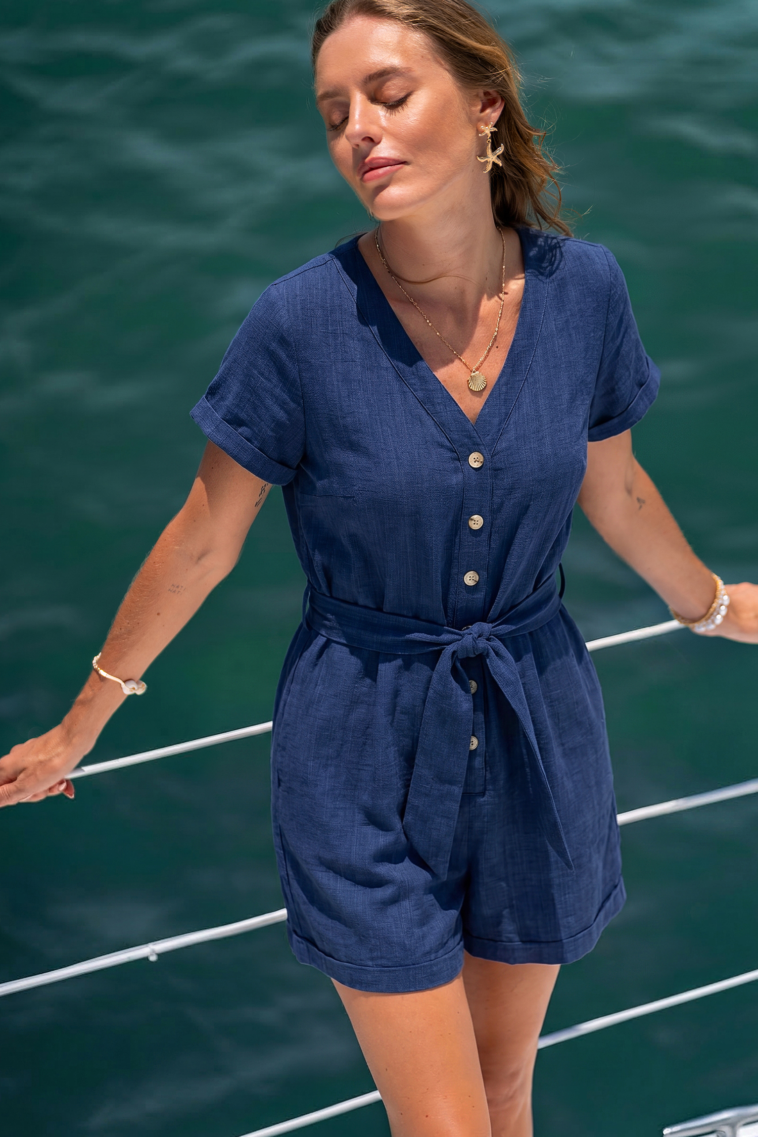 Gloria Blue Romper
