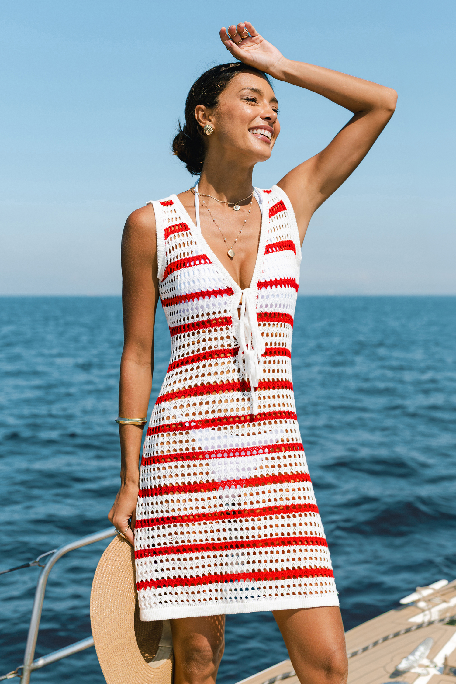 Bright Mood Striped Cover-Up Mini Dress